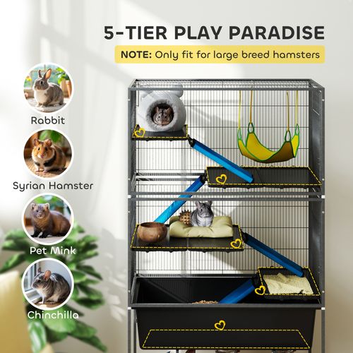 PawHut 5 Levels Rolling Small Animal Cage with Non Slip Cloth Covered Ramps