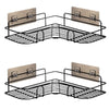Space-Saving Black Corner Shower Caddy Set | Rust-Resistant | Nano Coating | Wall Mounted Adhesive | Set of 2