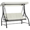 Outsunny 3 Seater Canopy Swing Chair Porch Hammock Bed Rocking Bench Cream White
