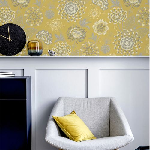Vintage Bloom Mustard Yellow sw12 wallpaper