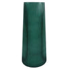 28cm Green Ridged Glass Vase