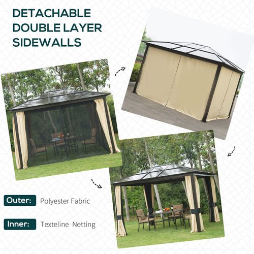 Garden Party Tent Gazebo 3x3.6 m-Brown/Beige