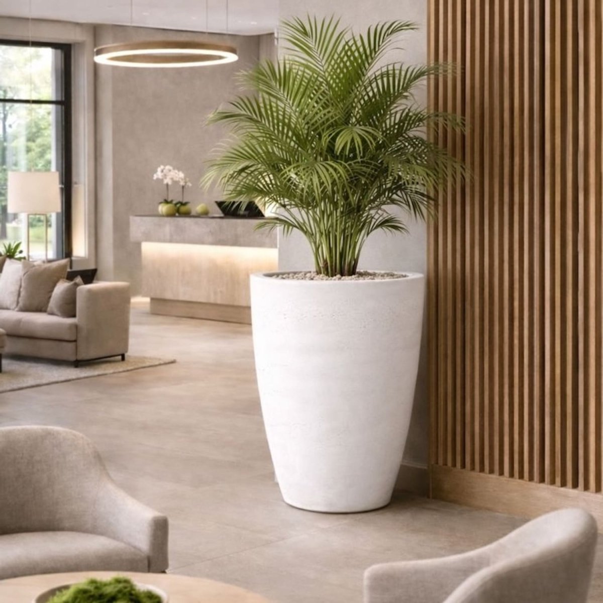 Vessara | White Mist – 100cm XXL Concrete Vase Planter – 172L Tall Plant Pot - Zestio