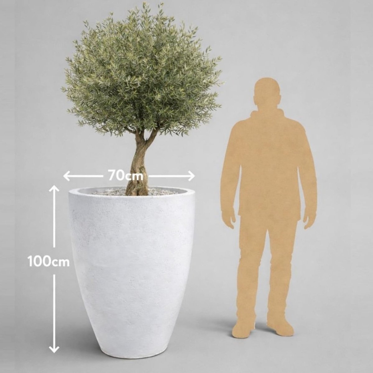 Vessara | White Mist – 100cm XXL Concrete Vase Planter – 172L Tall Plant Pot - Zestio