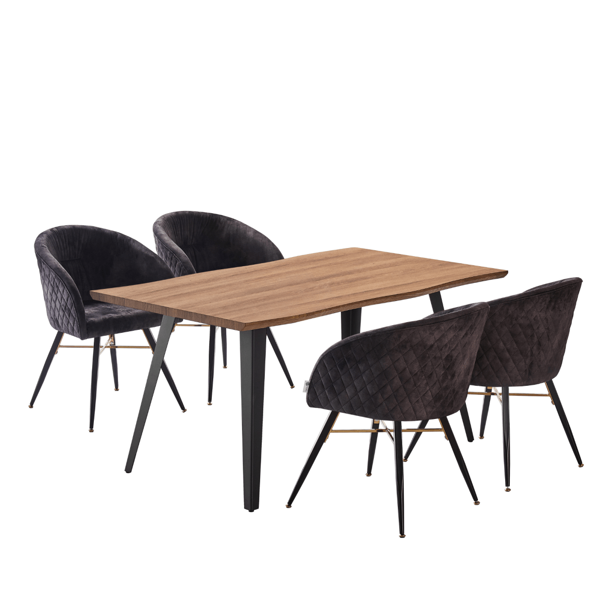 Vittorio Rocco LUX 5PCs Dining Set includes an Oak Dining Table and Set of 4 Dining Chairs - Zestio