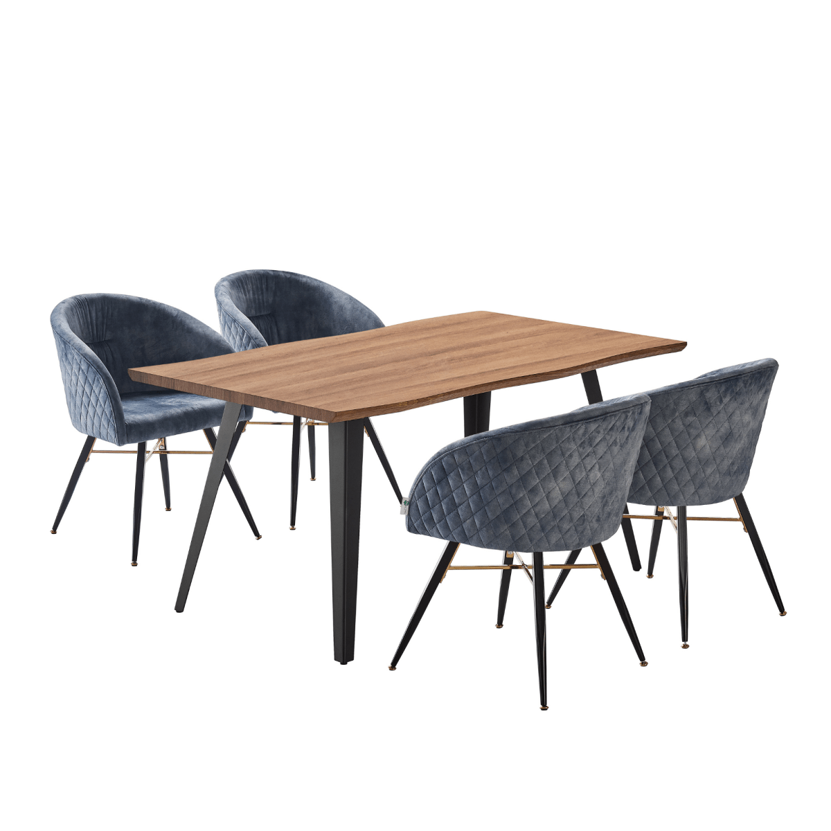 Vittorio Rocco LUX 5PCs Dining Set includes an Oak Dining Table and Set of 4 Dining Chairs - Zestio