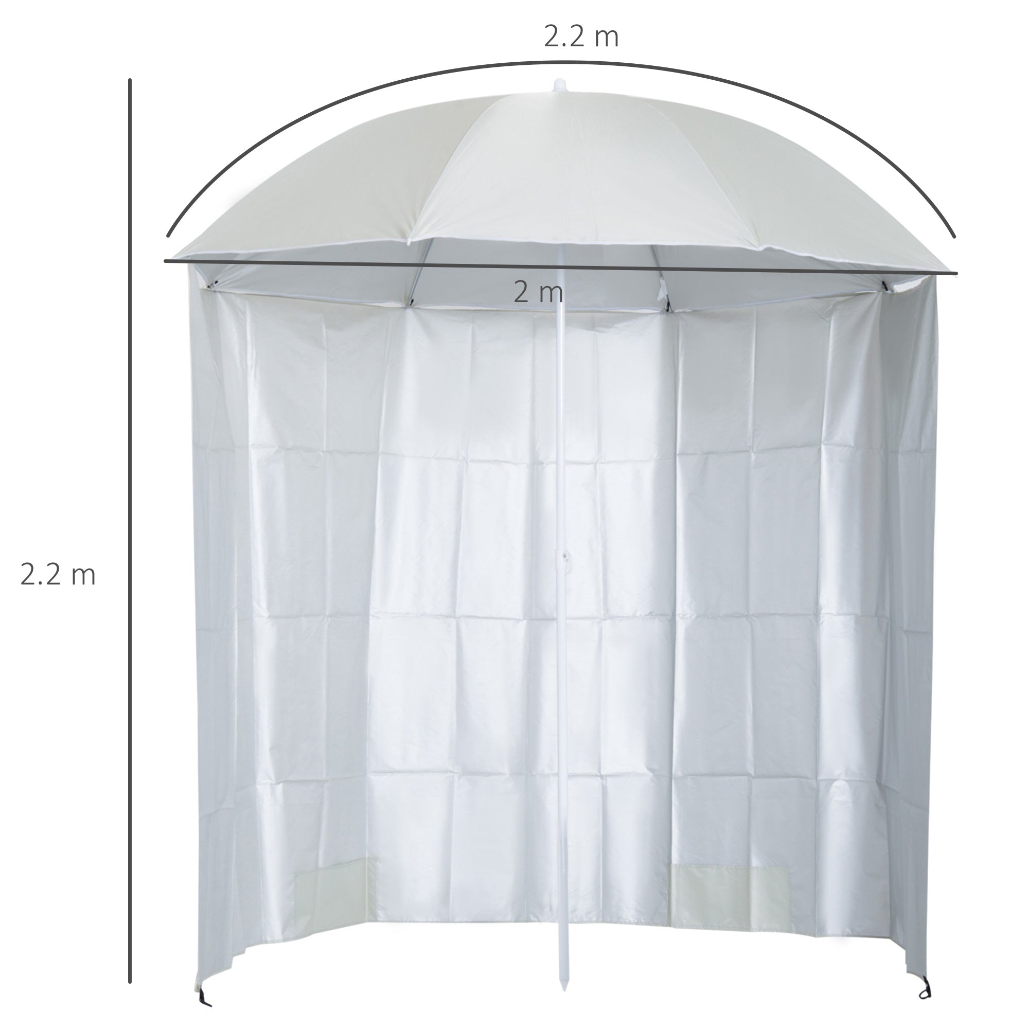 Outsunny 88" Arc 2.2M Fishing Umbrella Beach Parasol with Sides Brolly Shelter Canopy Shade with FREE Carry Bag
