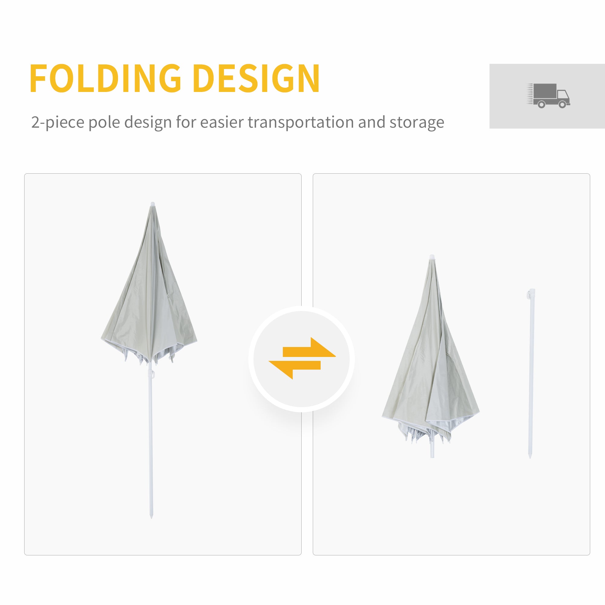 Outsunny 88" Arc 2.2M Fishing Umbrella Beach Parasol with Sides Brolly Shelter Canopy Shade with FREE Carry Bag