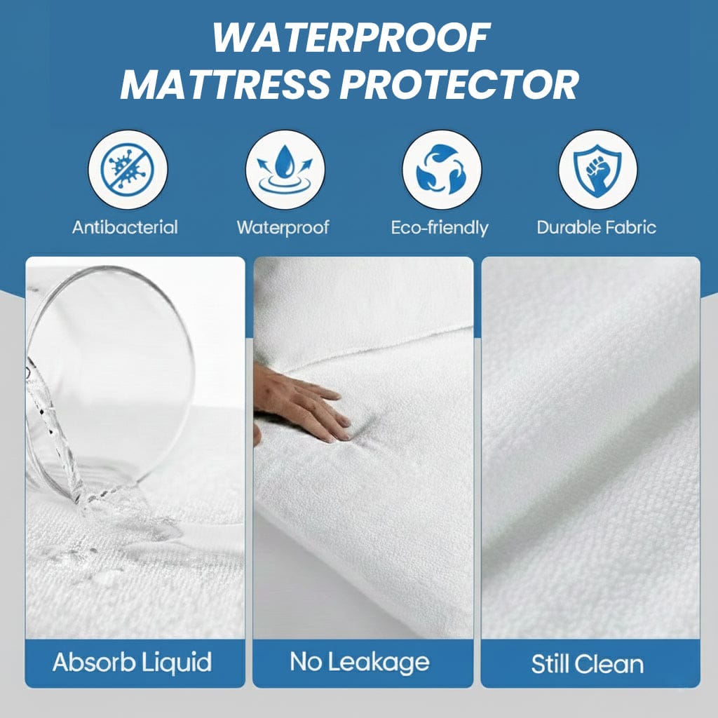 OLIVIA ROCCO Waterproof Terry Towel Mattress Protector With Deep Skirt Highly Absorbent Noise Free Comfort Full Bed Size OEKO TEX Certified
