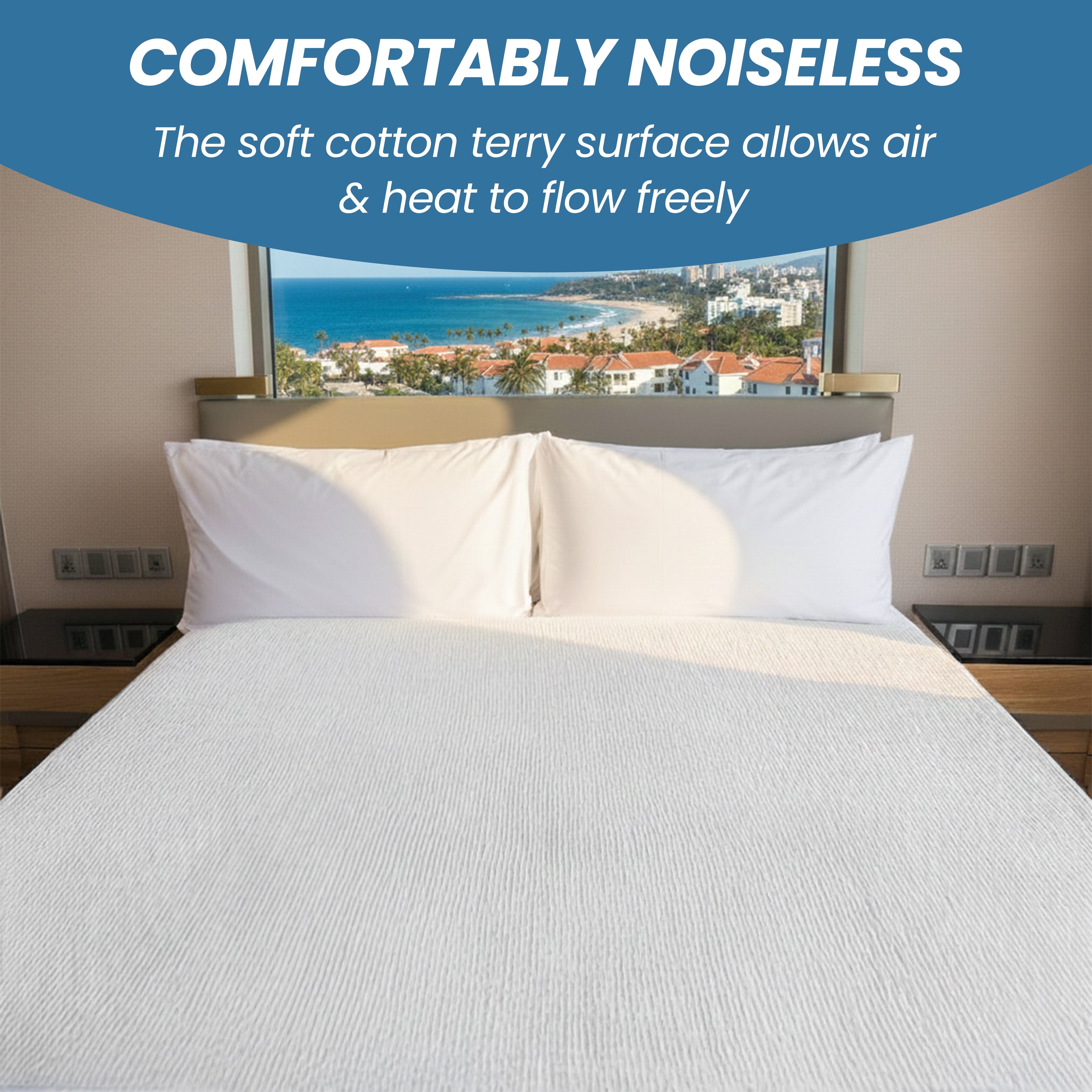 OLIVIA ROCCO Waterproof Terry Towel Mattress Protector With Deep Skirt Highly Absorbent Noise Free Comfort Full Bed Size OEKO TEX Certified