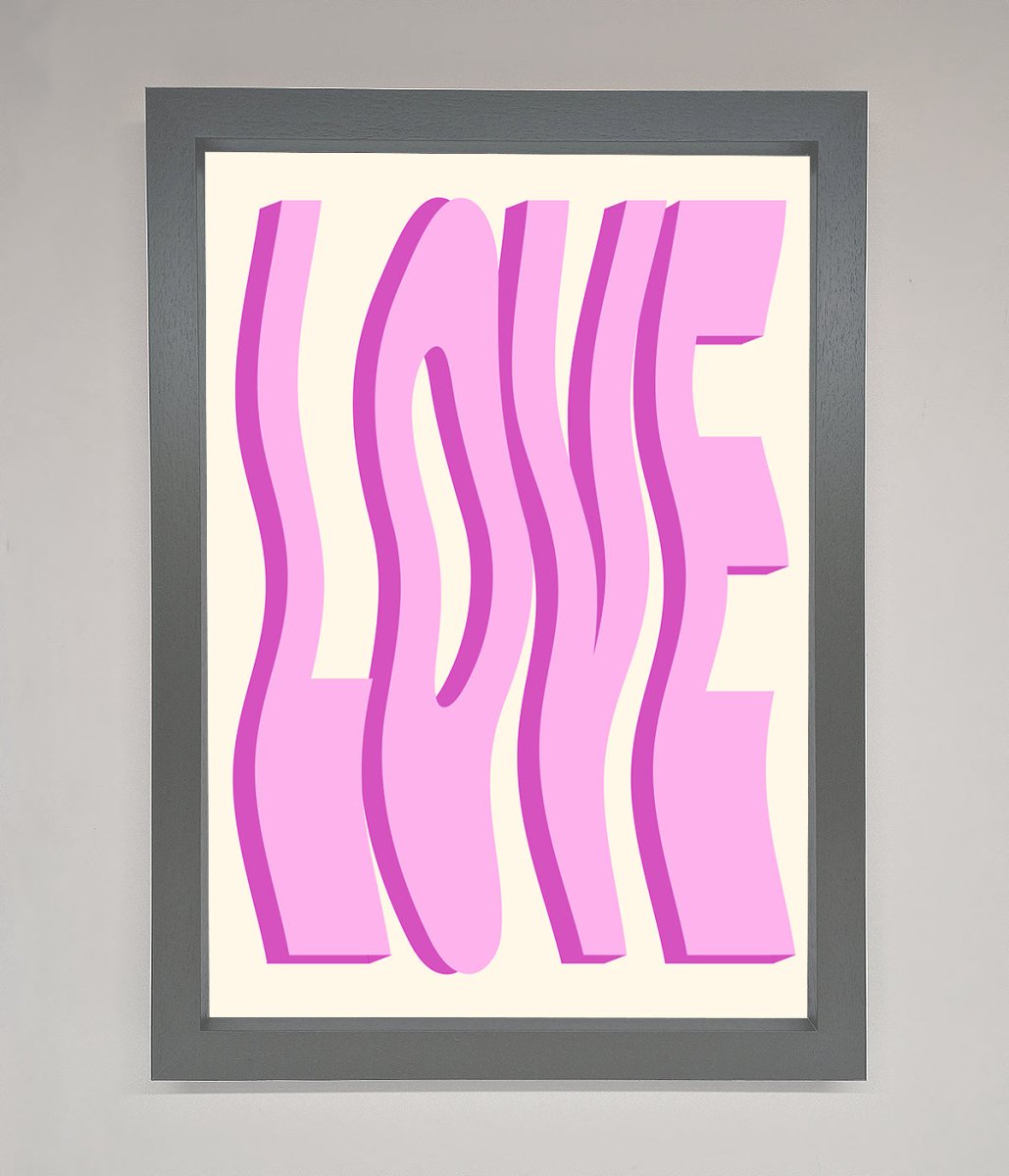 Wavy Love Pink Framed Poster - Zestio
