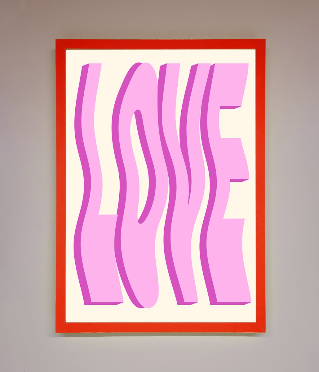 Wavy Love Pink Framed Poster - Zestio