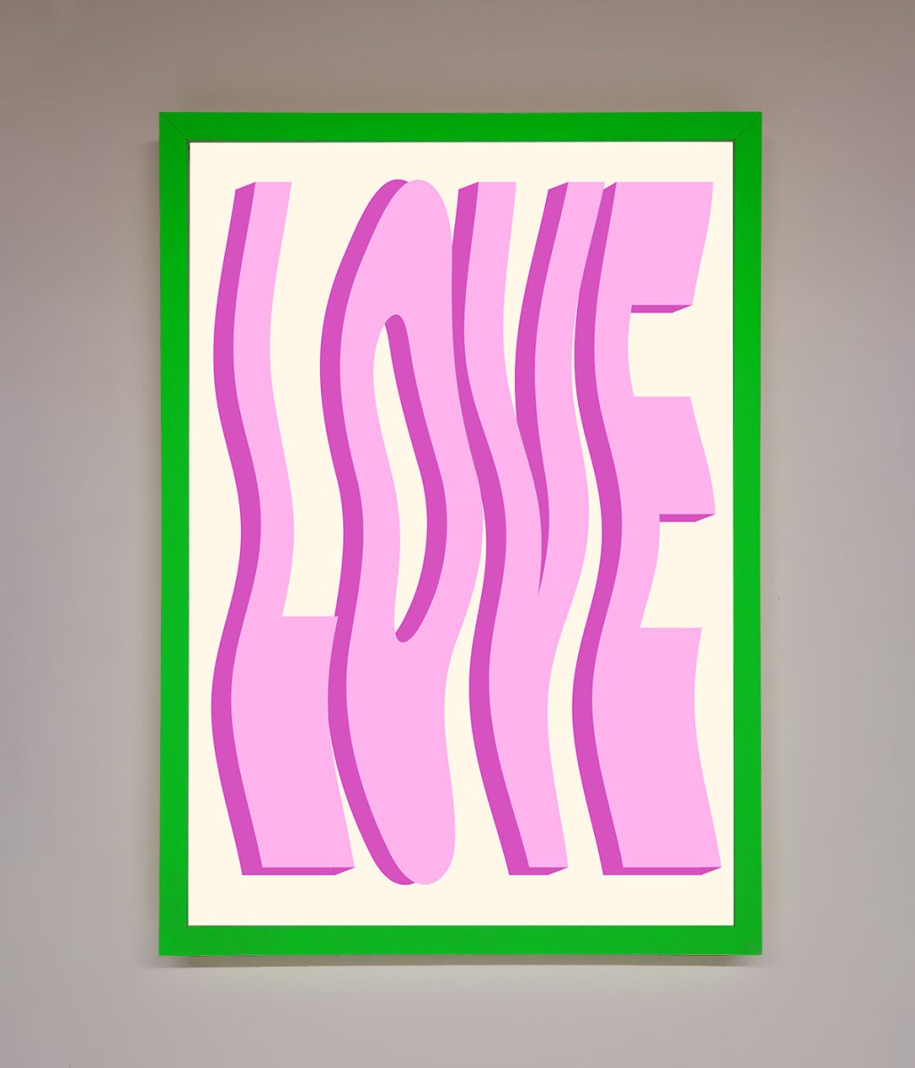 Wavy Love Pink Framed Poster - Zestio