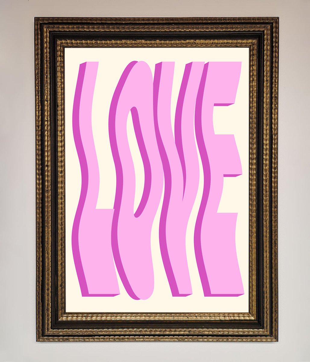 Wavy Love Pink Framed Poster - Zestio