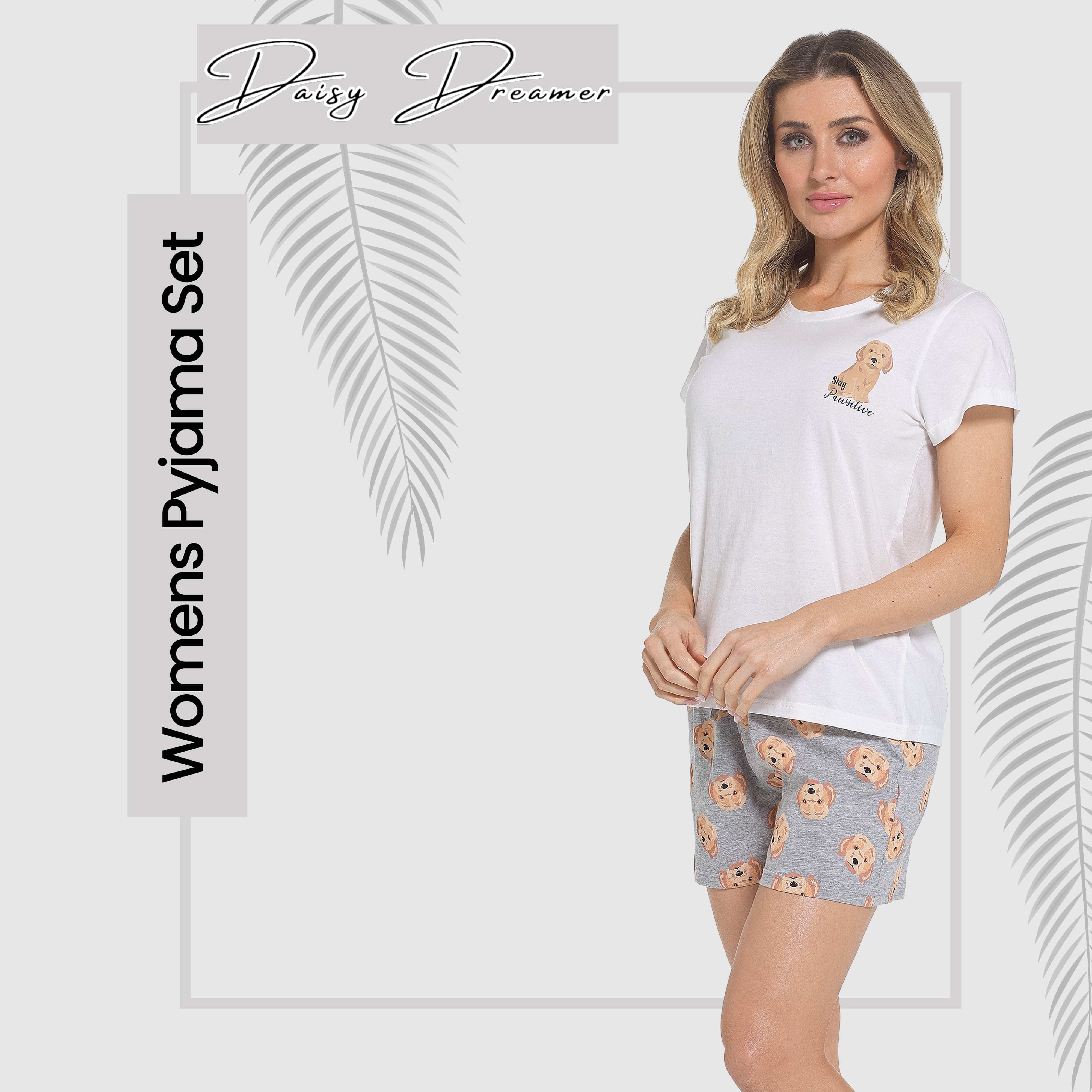 OLIVIA ROCCO Women Cockapoo Pyjama Set T Shirt And Shorts Soft Cotton Loungewear Sleepwear For Summer Relaxed Fit Breathable Cotton For Warm Weather