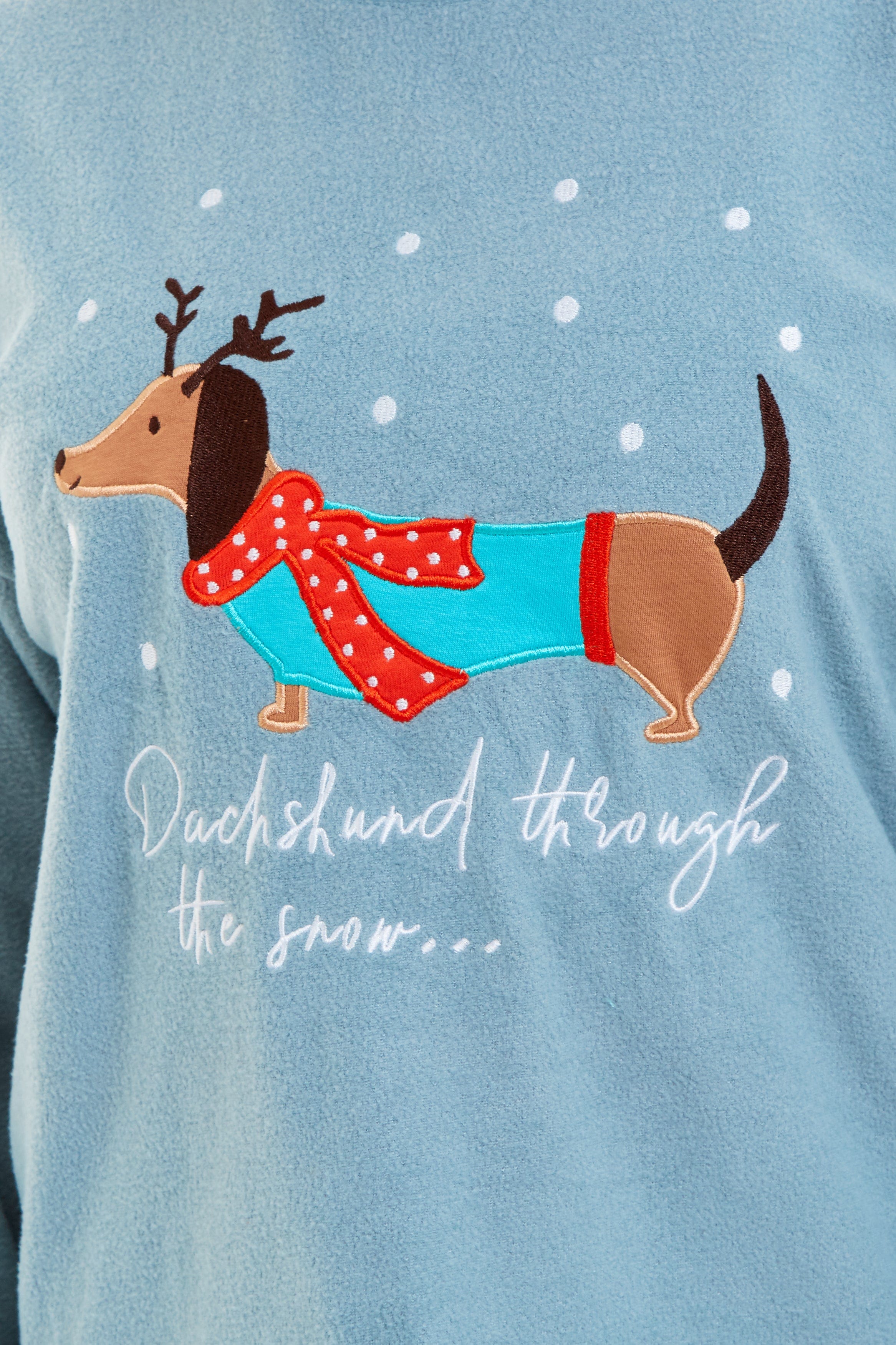 OLIVIA ROCCO Women's Dachshund Polar Fleece Pyjama Set, Cozy Winter Sleepwear, Sizes Small To XL, Daisy Dreamer Collection, Home Lounge