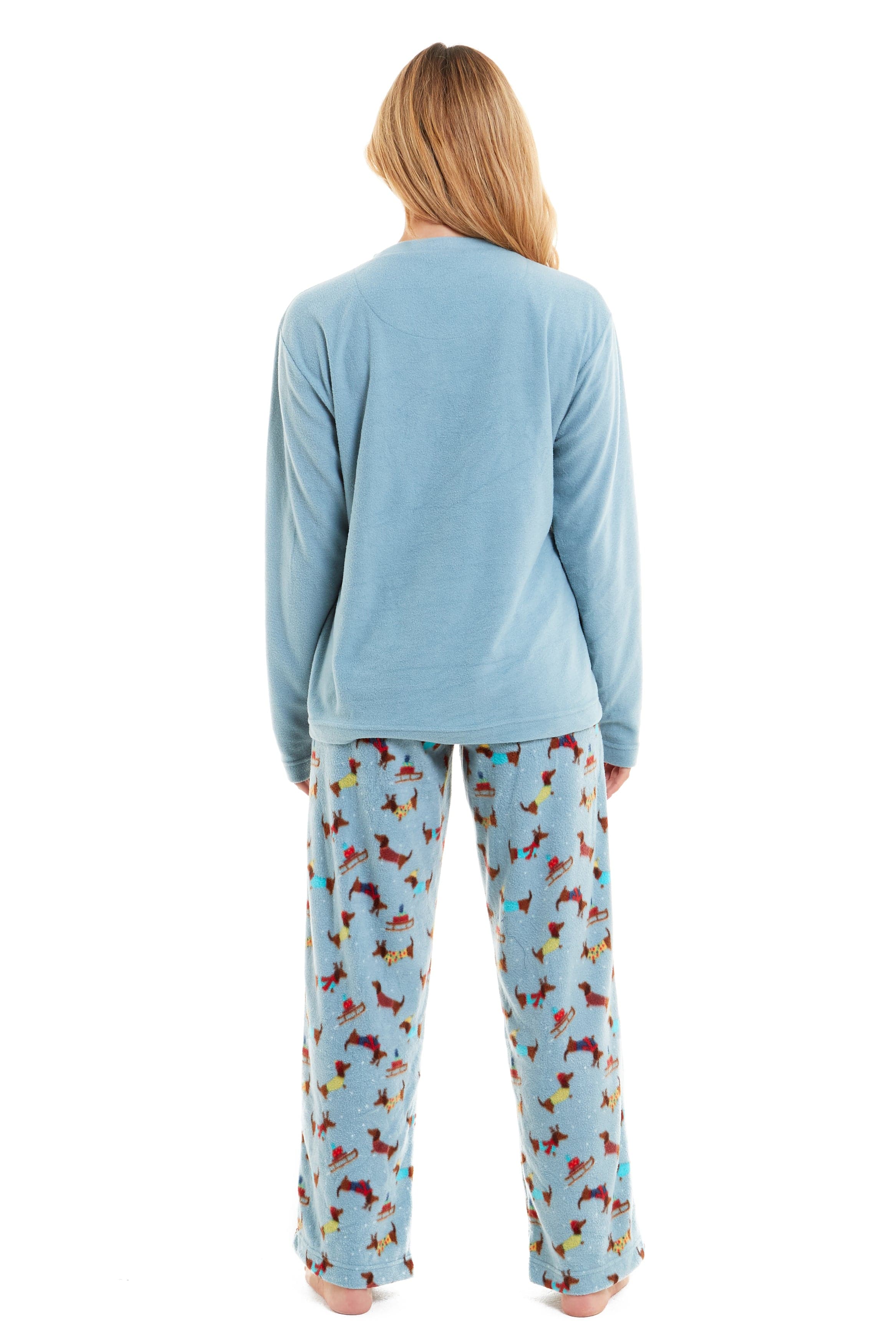 OLIVIA ROCCO Women's Dachshund Polar Fleece Pyjama Set, Cozy Winter Sleepwear, Sizes Small To XL, Daisy Dreamer Collection, Home Lounge