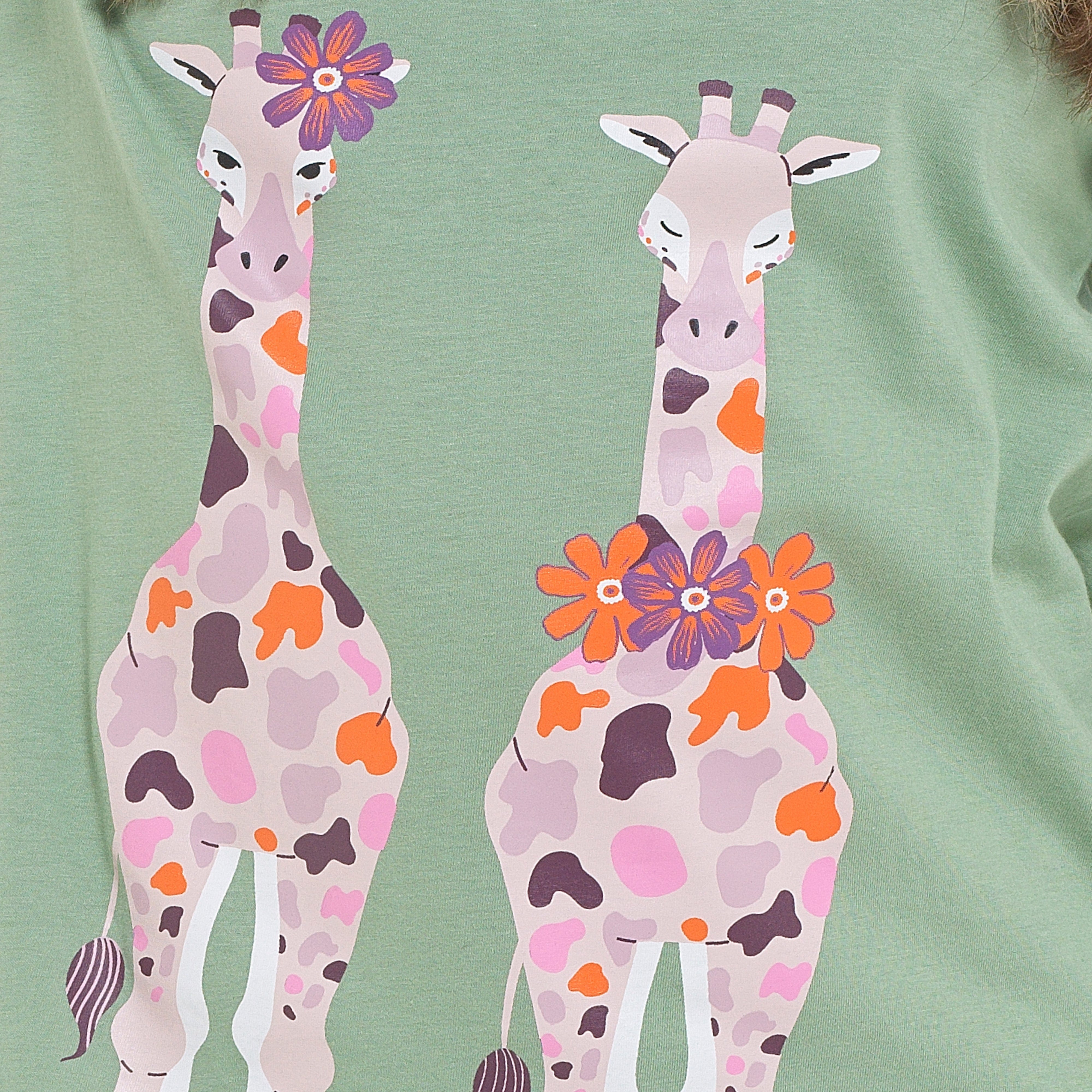OLIVIA ROCCO Women's Giraffe Print Cotton Jersey Long Sleeve Pyjama Set Soft Sleepwear Loungewear For Summer Holidays