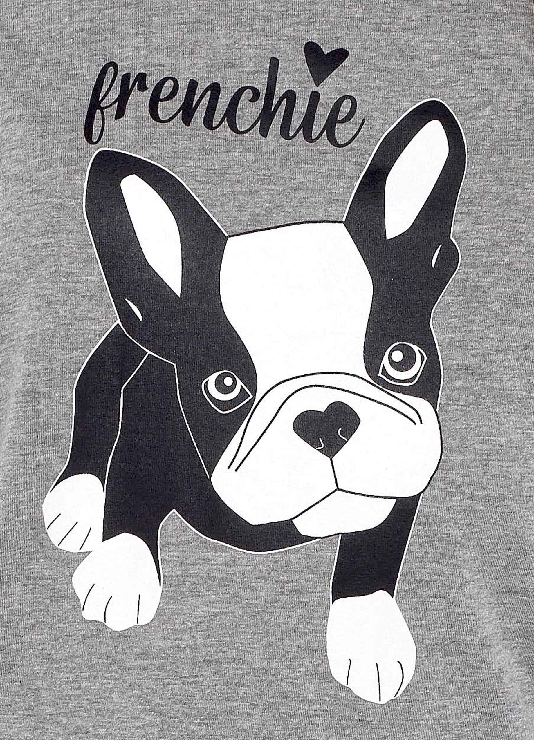 OLIVIA ROCCO Women's Grey Cotton Pyjama Set With Polka Dot Pants And Frenchie Pugs Print, Long Sleeve Top, Breathable Hypoallergenic Loungewear