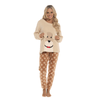 OLIVIA ROCCO Women's Fleece Pyjama Set Dog Snuggle Design Long Sleeve Top Patterned Bottoms Loungewear Sleepwear Size Range