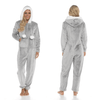 OLIVIA ROCCO Womens Shimmer Fleece Hooded Onesie With Zip Pockets Pompom Detail Soft Plush Fleece Lining All In One Sleepwear