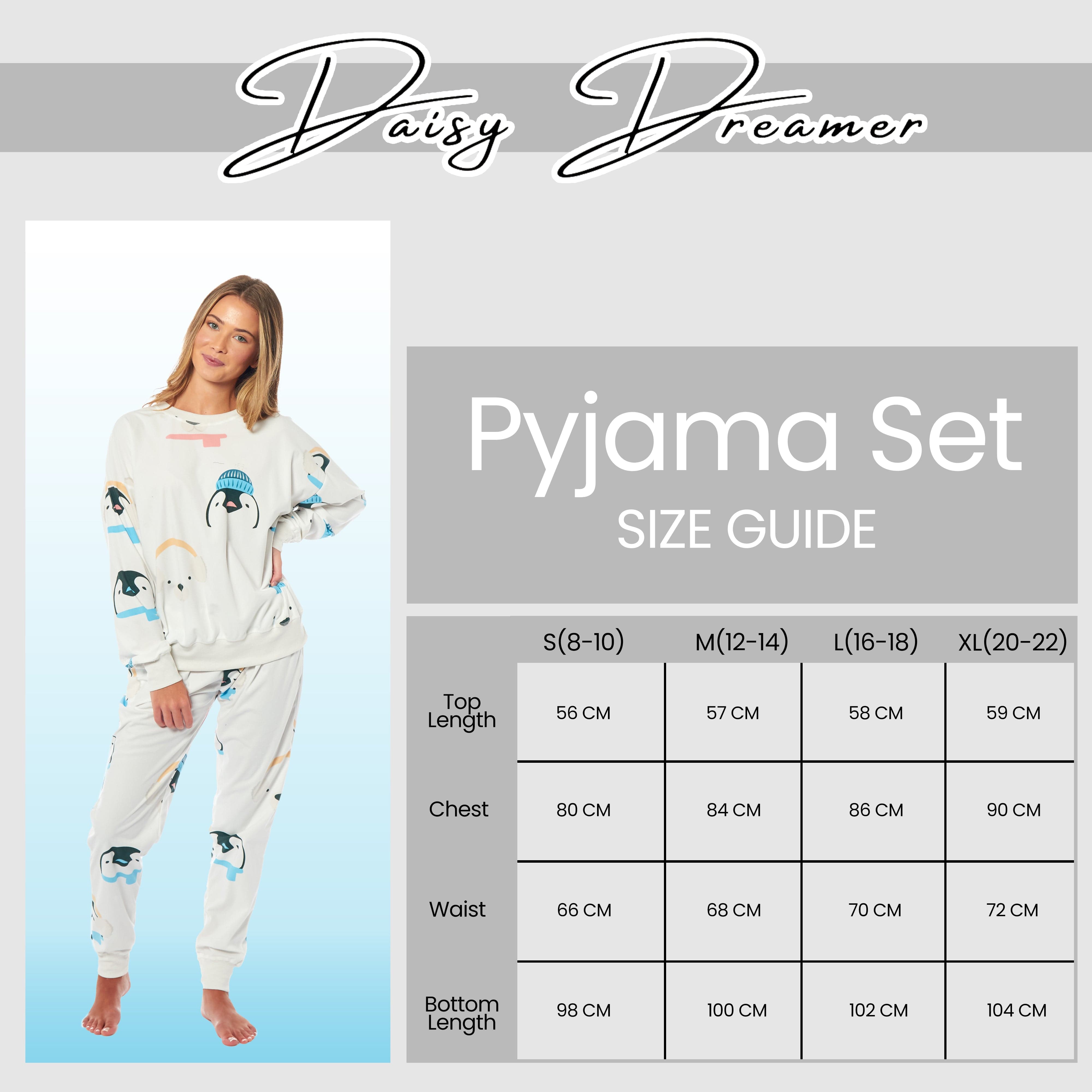 OLIVIA ROCCO Womens Soft Fleece Pyjama Set With Long Sleeve Penguins And Polar Bears Print Warm Cozy Loungewear Sleepwear For Ladies