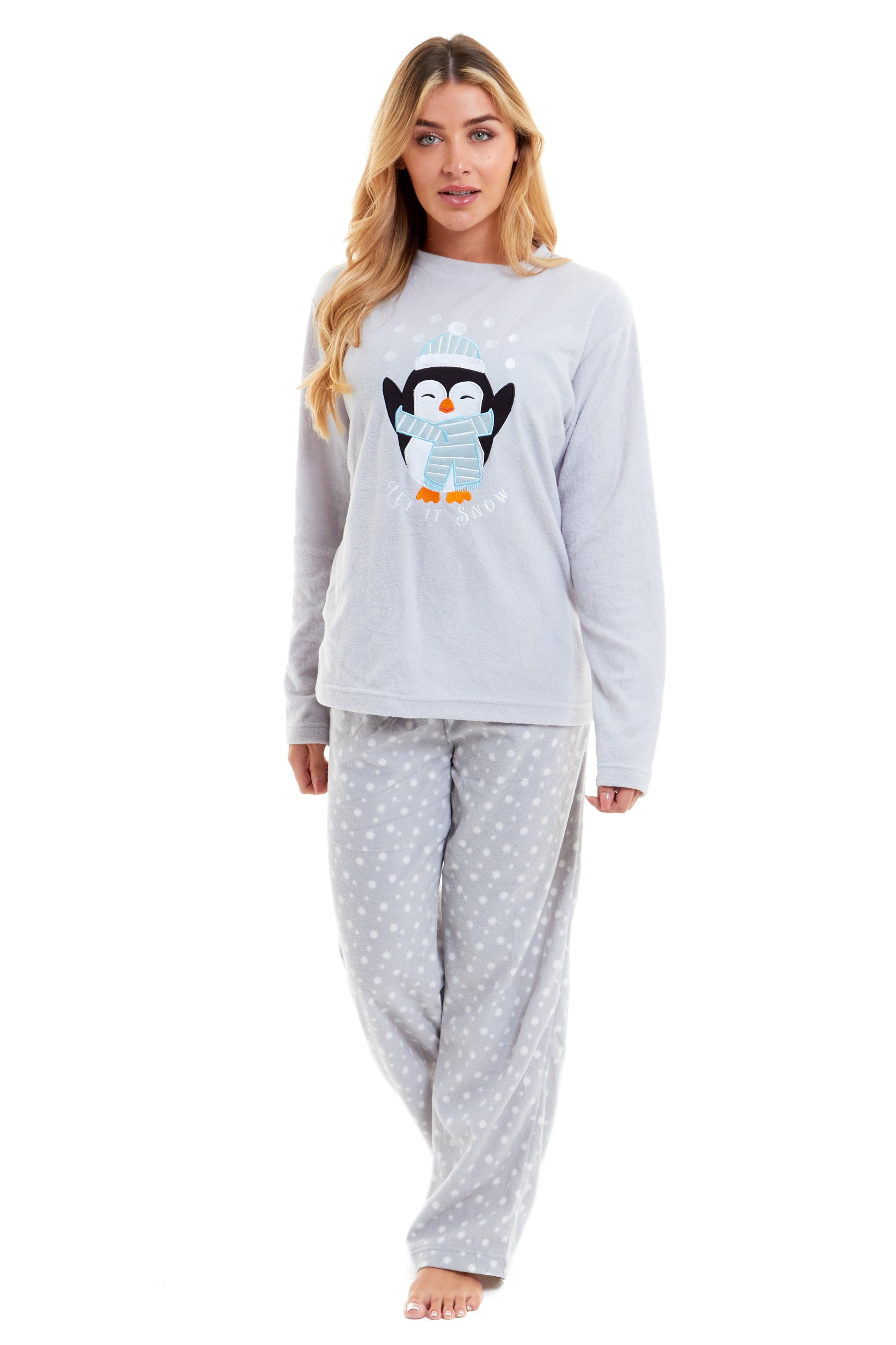 OLIVIA ROCCO Women's Penguin Polar Fleece Pyjama Set Soft Warm Winter Lounge Wear Boutique Nightwear Available In Multiple Sizes