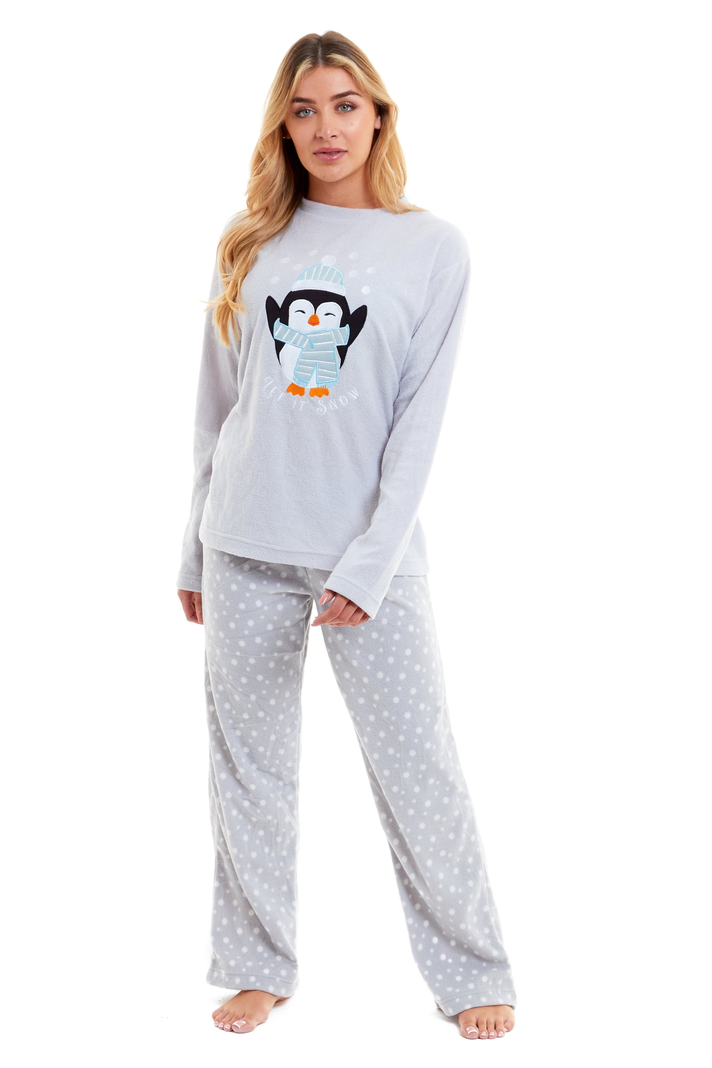 OLIVIA ROCCO Women's Penguin Polar Fleece Pyjama Set Soft Warm Winter Lounge Wear Boutique Nightwear Available In Multiple Sizes