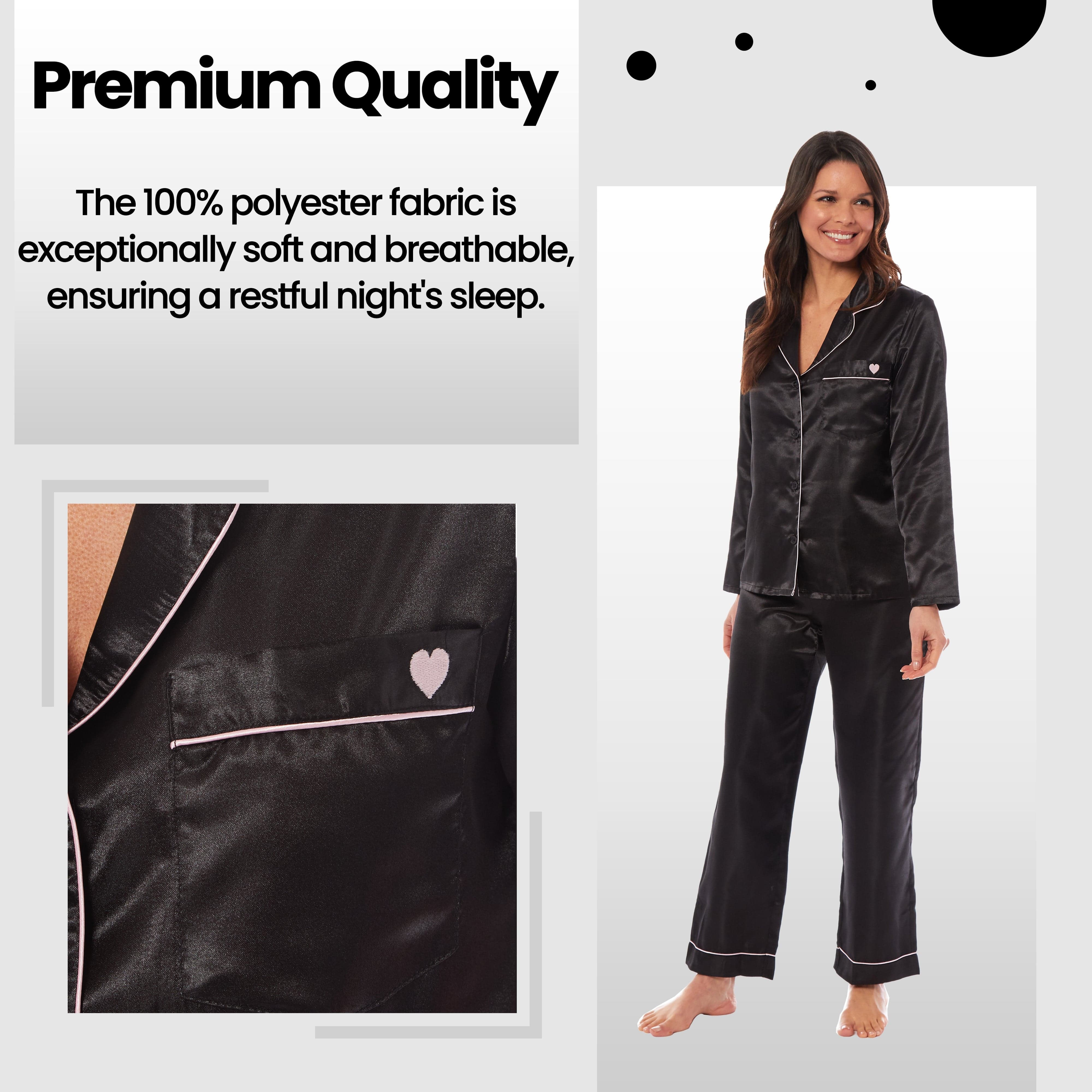 OLIVIA ROCCO Satin Silk Pyjama Set For Women With Dress Shirt Collar And Loose Fitting Pants Black Pink Grey Luxurious Loungewear Nightwear