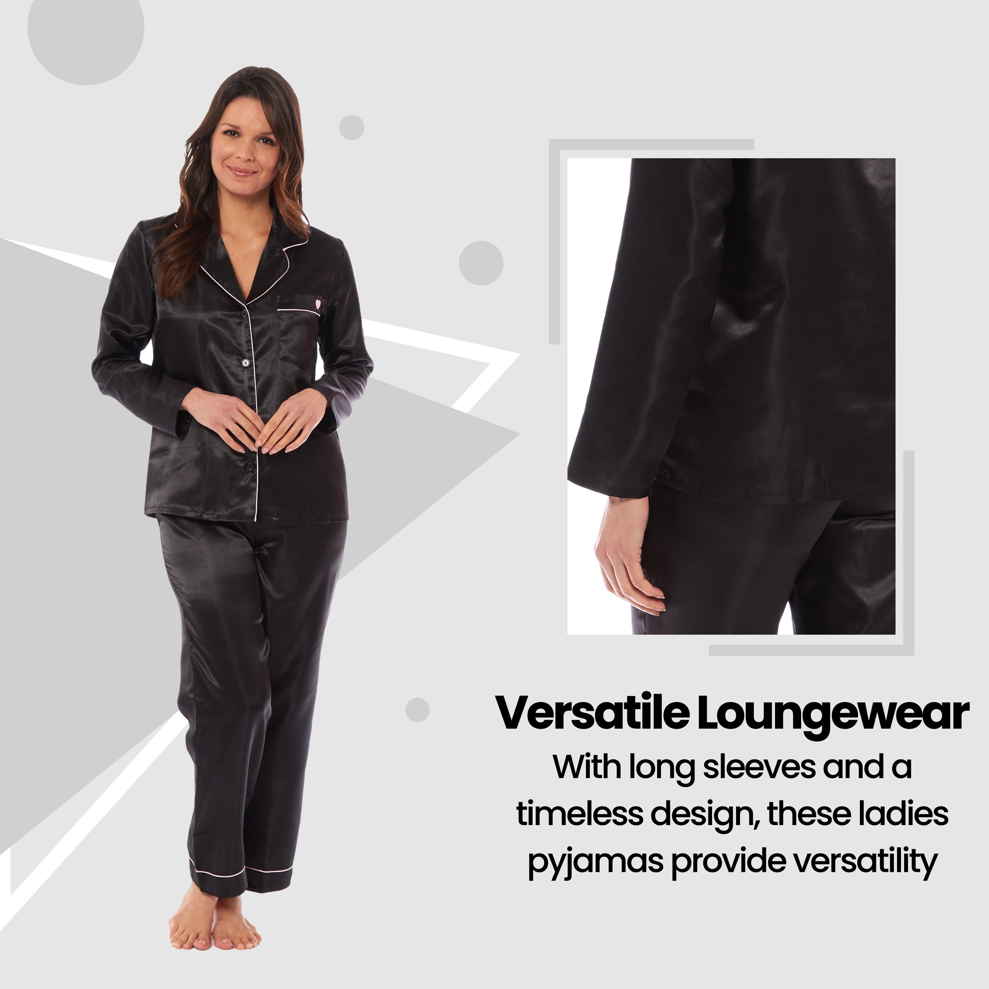 OLIVIA ROCCO Satin Silk Pyjama Set For Women With Dress Shirt Collar And Loose Fitting Pants Black Pink Grey Luxurious Loungewear Nightwear