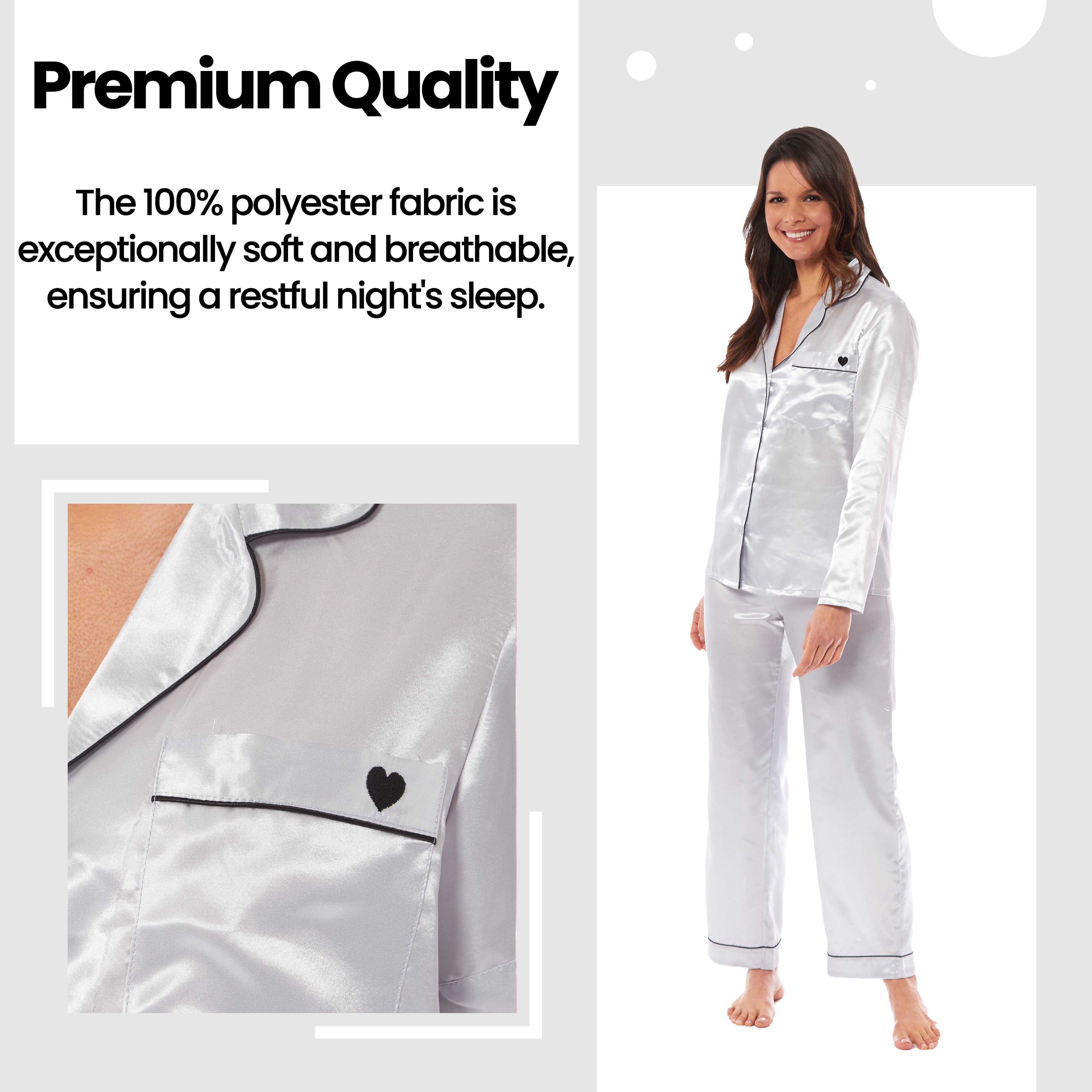 OLIVIA ROCCO Satin Silk Pyjama Set For Women With Dress Shirt Collar And Loose Fitting Pants Black Pink Grey Luxurious Loungewear Nightwear