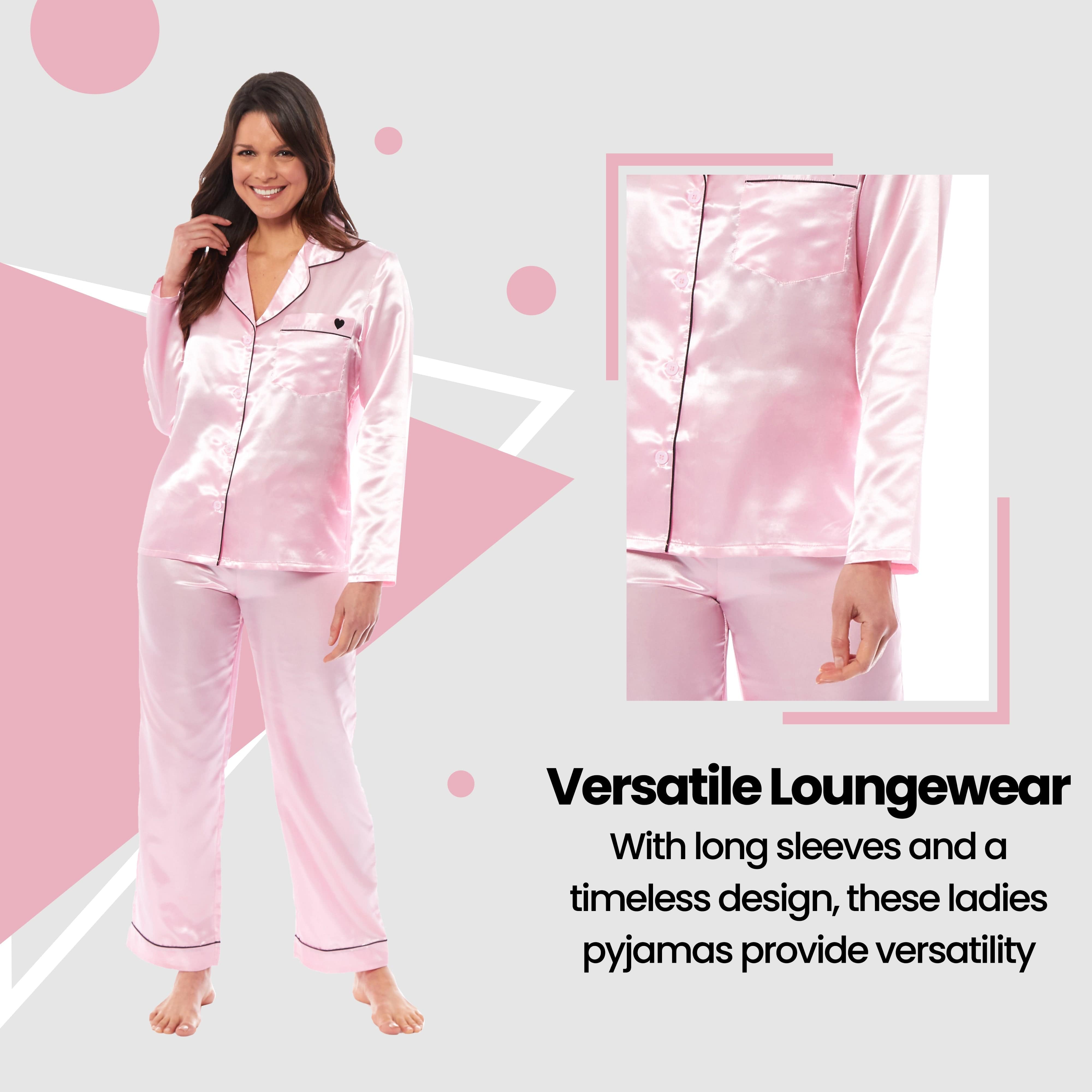 OLIVIA ROCCO Satin Silk Pyjama Set For Women With Dress Shirt Collar And Loose Fitting Pants Black Pink Grey Luxurious Loungewear Nightwear