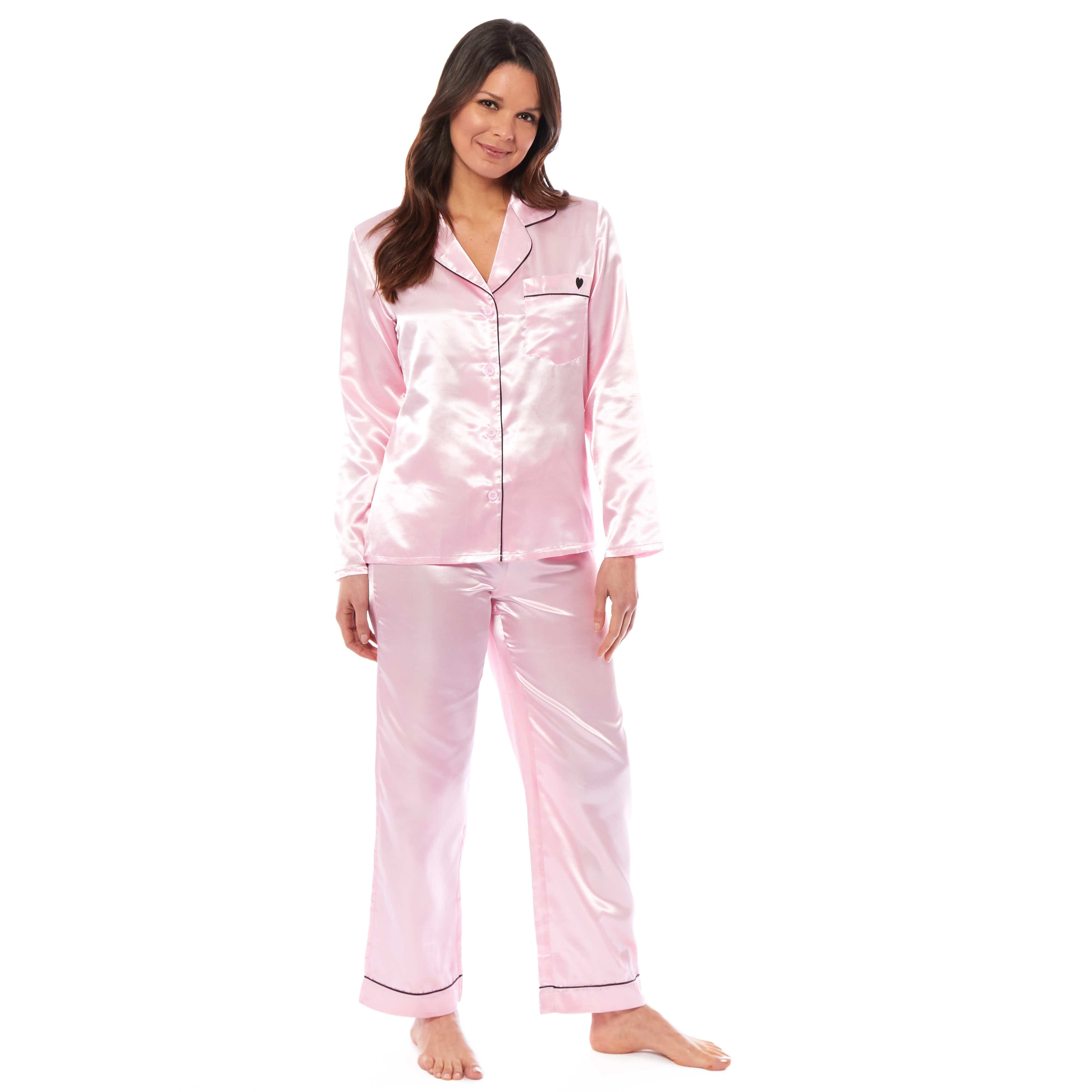OLIVIA ROCCO Satin Silk Pyjama Set For Women With Dress Shirt Collar And Loose Fitting Pants Black Pink Grey Luxurious Loungewear Nightwear