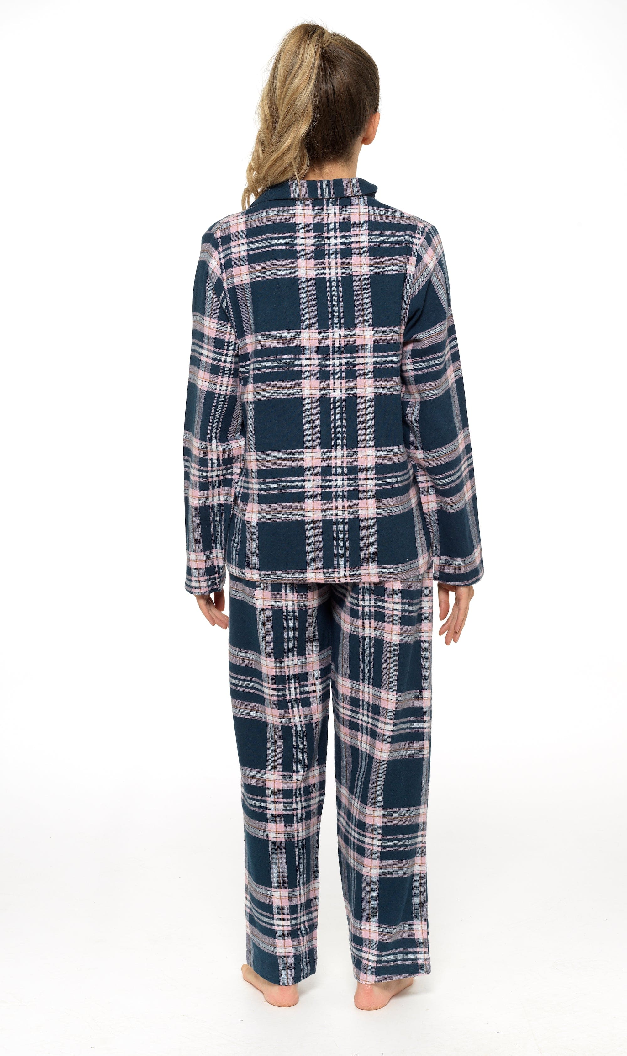 OLIVIA ROCCO Women's Flannelette Check Pyjama Set Soft Brushed Cotton With Elasticated Waistband UK Sizes 8-22 Classic Sleepwear
