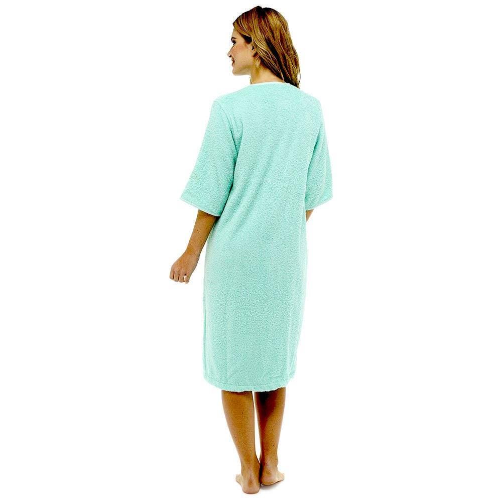 OLIVIA ROCCO Women's Terry Towelling Zip-Through Bathrobe 100% Cotton Ultra Absorbent Soft Fluffy Lounge Wear UK Sizes 8-22