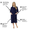 OLIVIA ROCCO Women's Terry Towelling Zip-Through Bathrobe 100% Cotton Ultra Absorbent Soft Fluffy Lounge Wear UK Sizes 8-22
