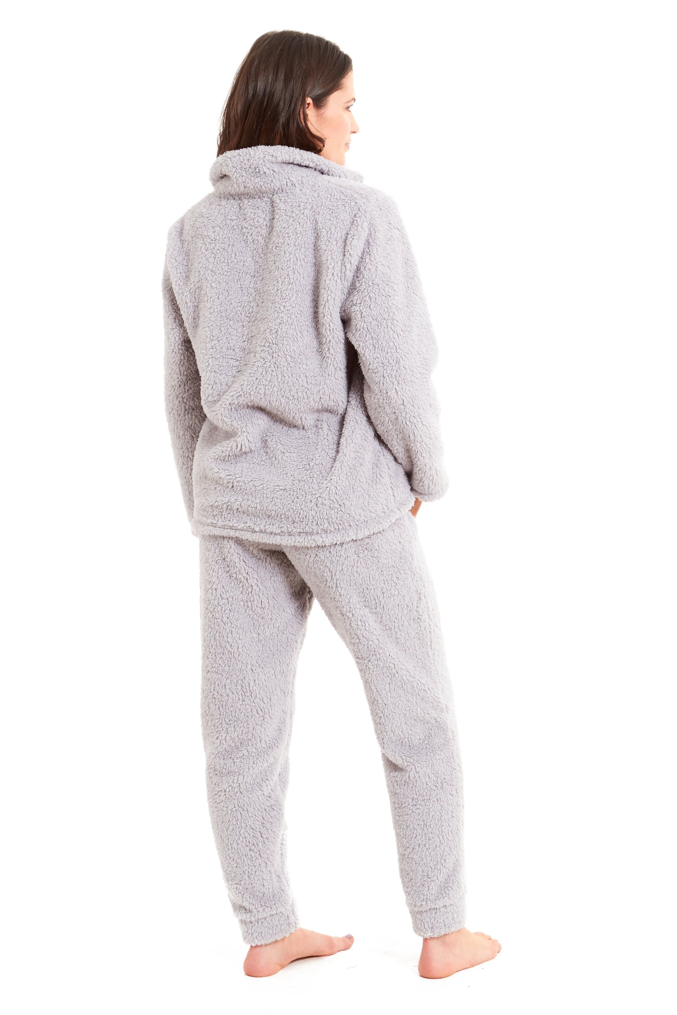 OLIVIA ROCCO Women's Teddy Fleece Lounge Set Zip Up Pyjama with Elasticated Waistband Cozy Fluffy Nightwear Relaxed Fit Design For Home