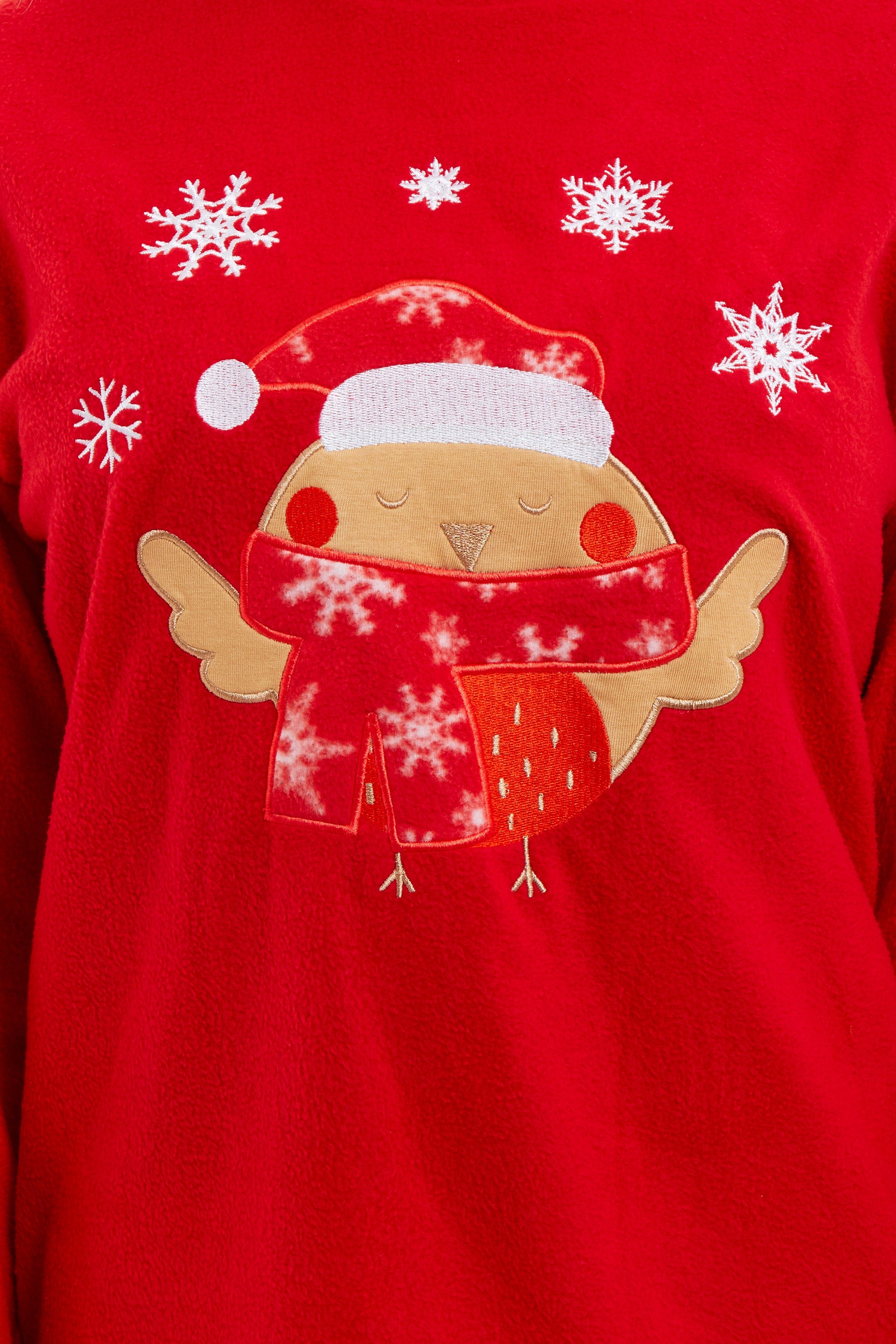 OLIVIA ROCCO Women's Polar Fleece Pyjama Set Festive Robin Design Warm Winter Nightwear Loungewear Christmas Gift For Women