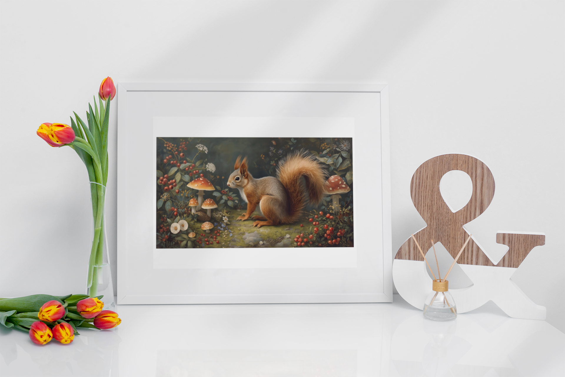 Woodland Squirrel Framed Print – Rustic Nature Wall Art