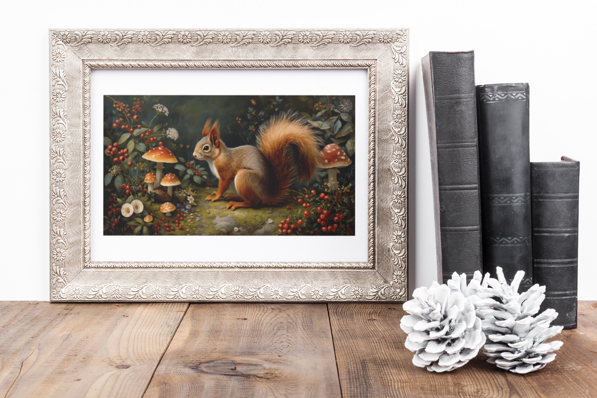 Woodland Squirrel Framed Print – Rustic Nature Wall Art