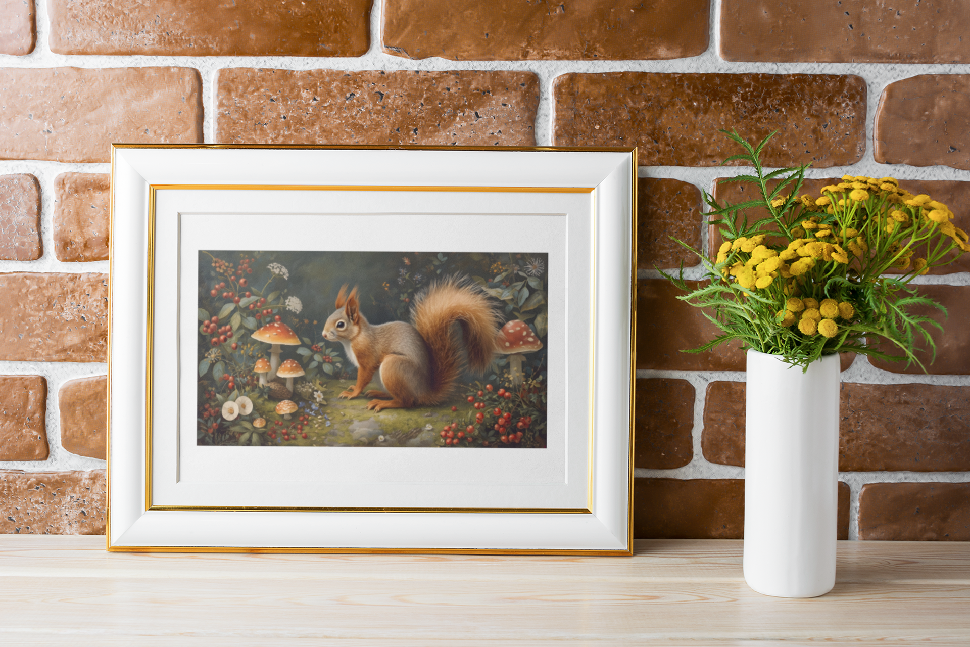 Woodland Squirrel Framed Print – Rustic Nature Wall Art