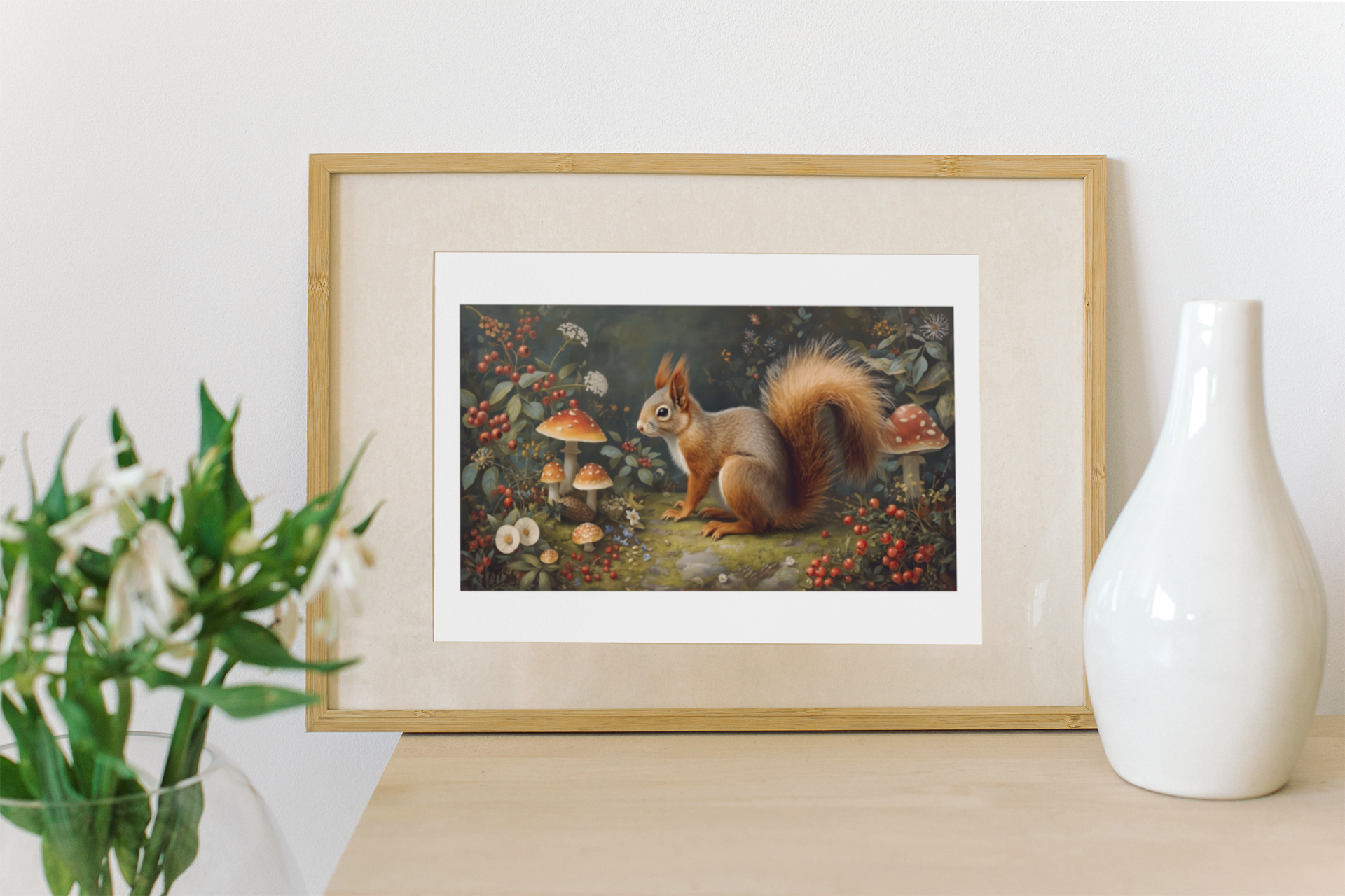 Woodland Squirrel Framed Print – Rustic Nature Wall Art
