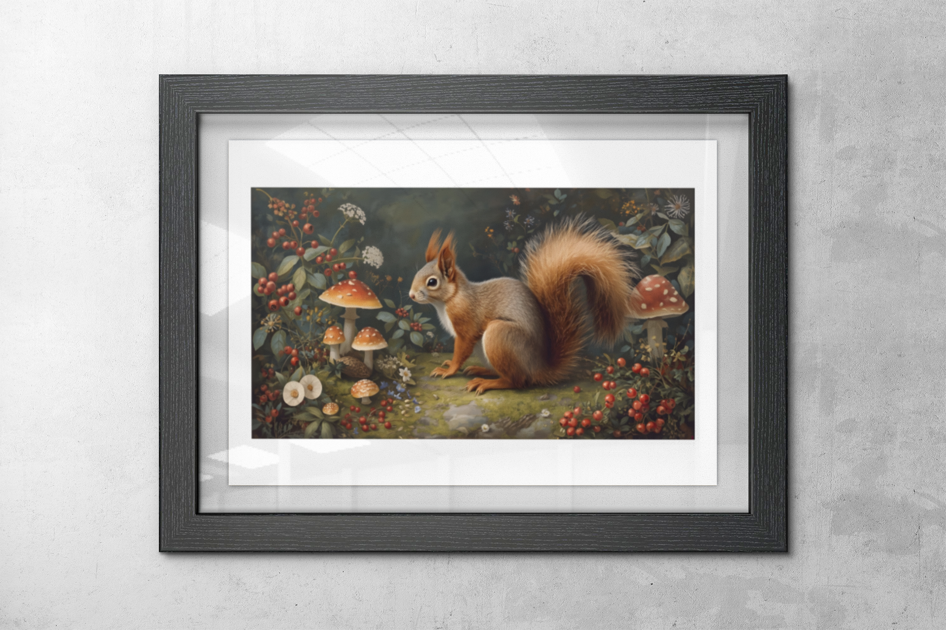 Woodland Squirrel Framed Print – Rustic Nature Wall Art
