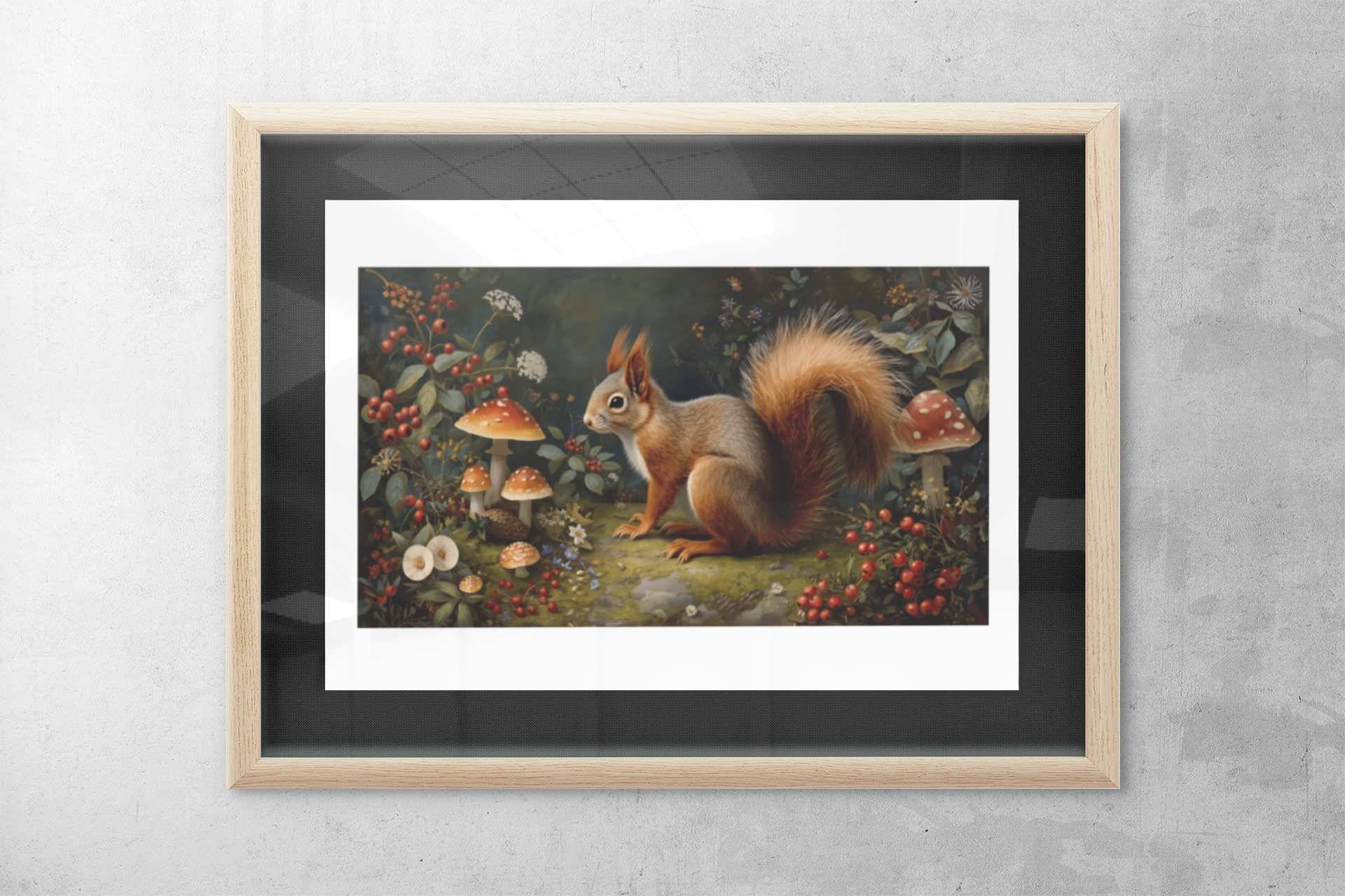 Woodland Squirrel Framed Print – Rustic Nature Wall Art