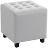 HOMCOM Square Footstool Small Ottoman w/ Wood Legs for Bedroom Light Grey