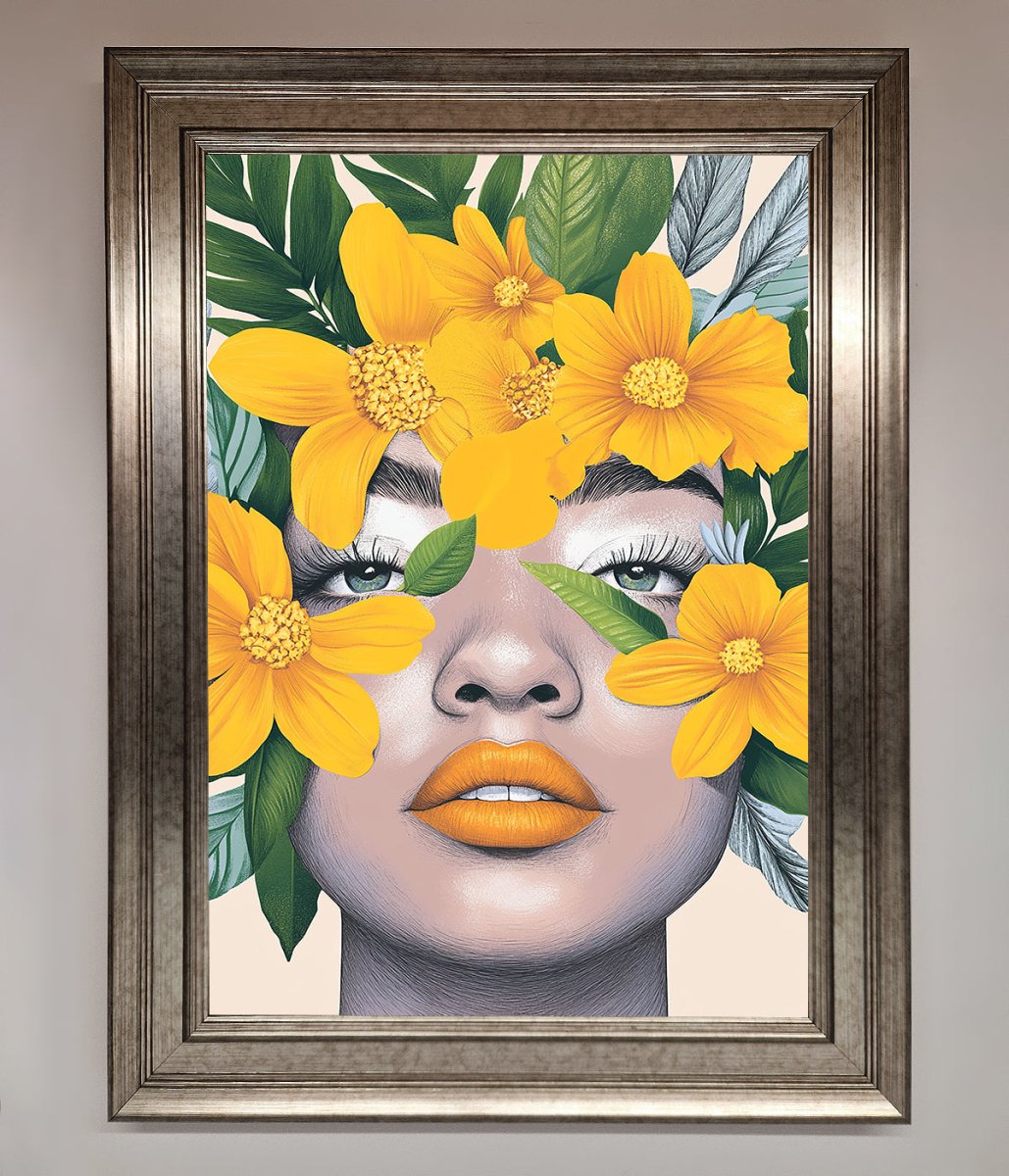 Yellow Flowers Head Framed Poster - Zestio