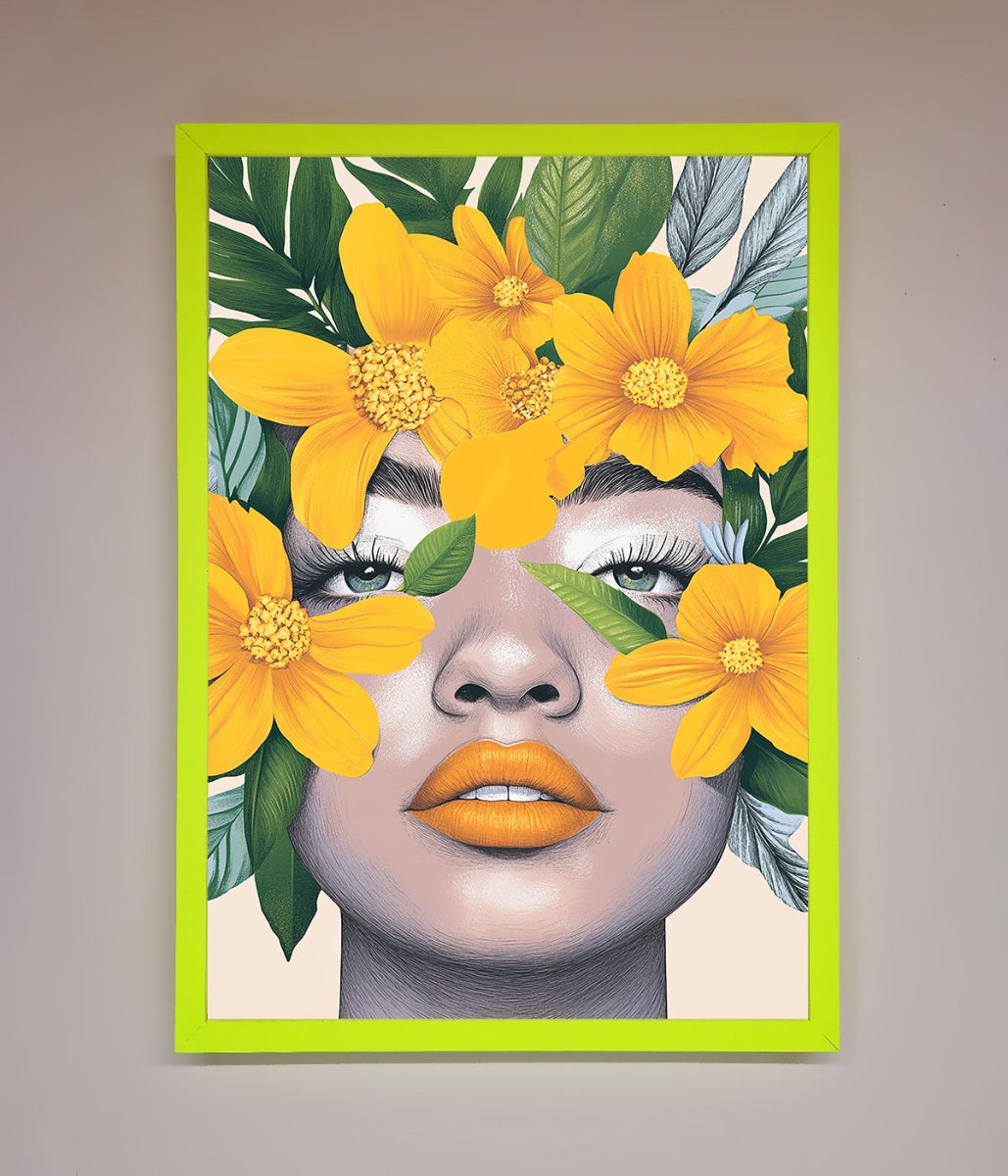Yellow Flowers Head Framed Poster - Zestio