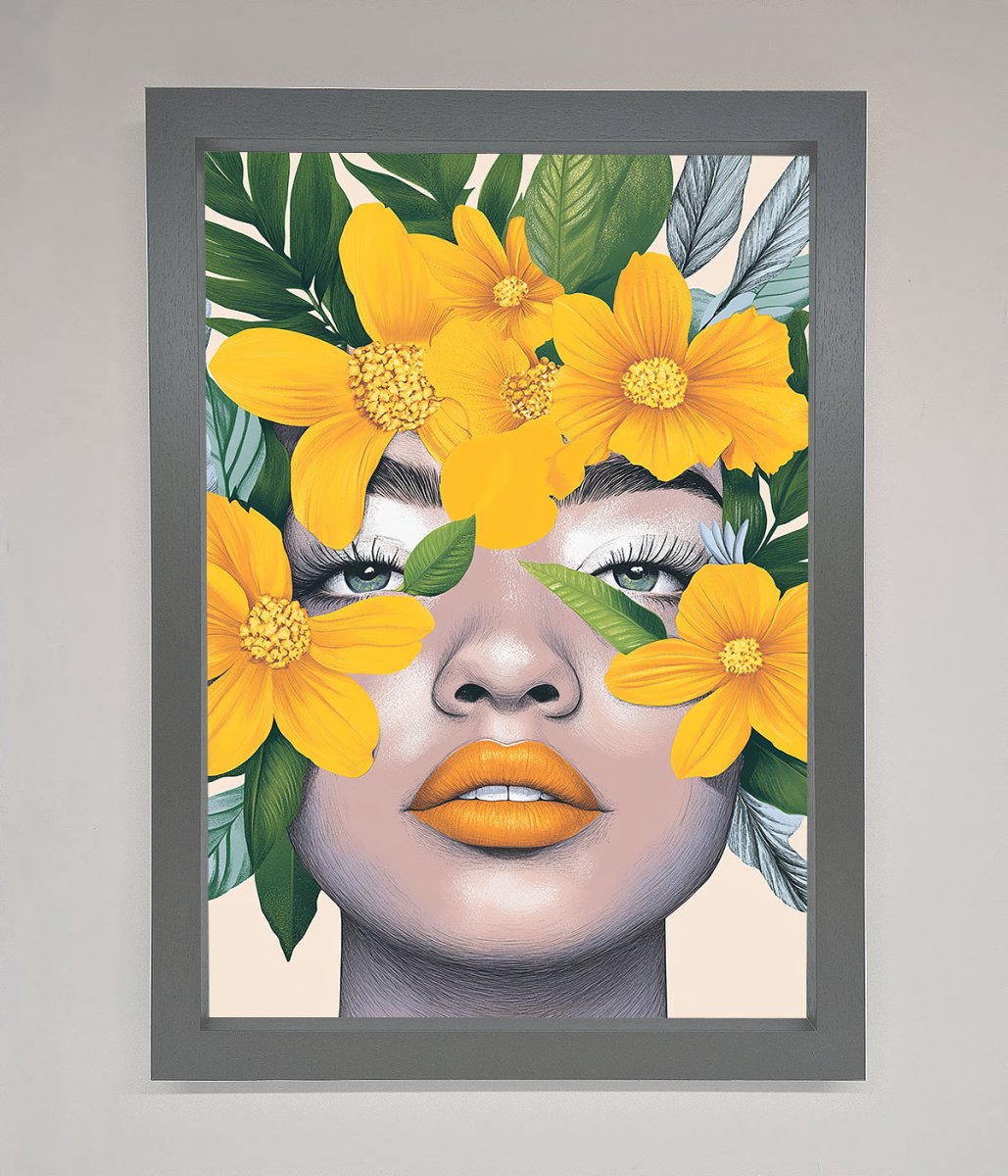 Yellow Flowers Head Framed Poster - Zestio