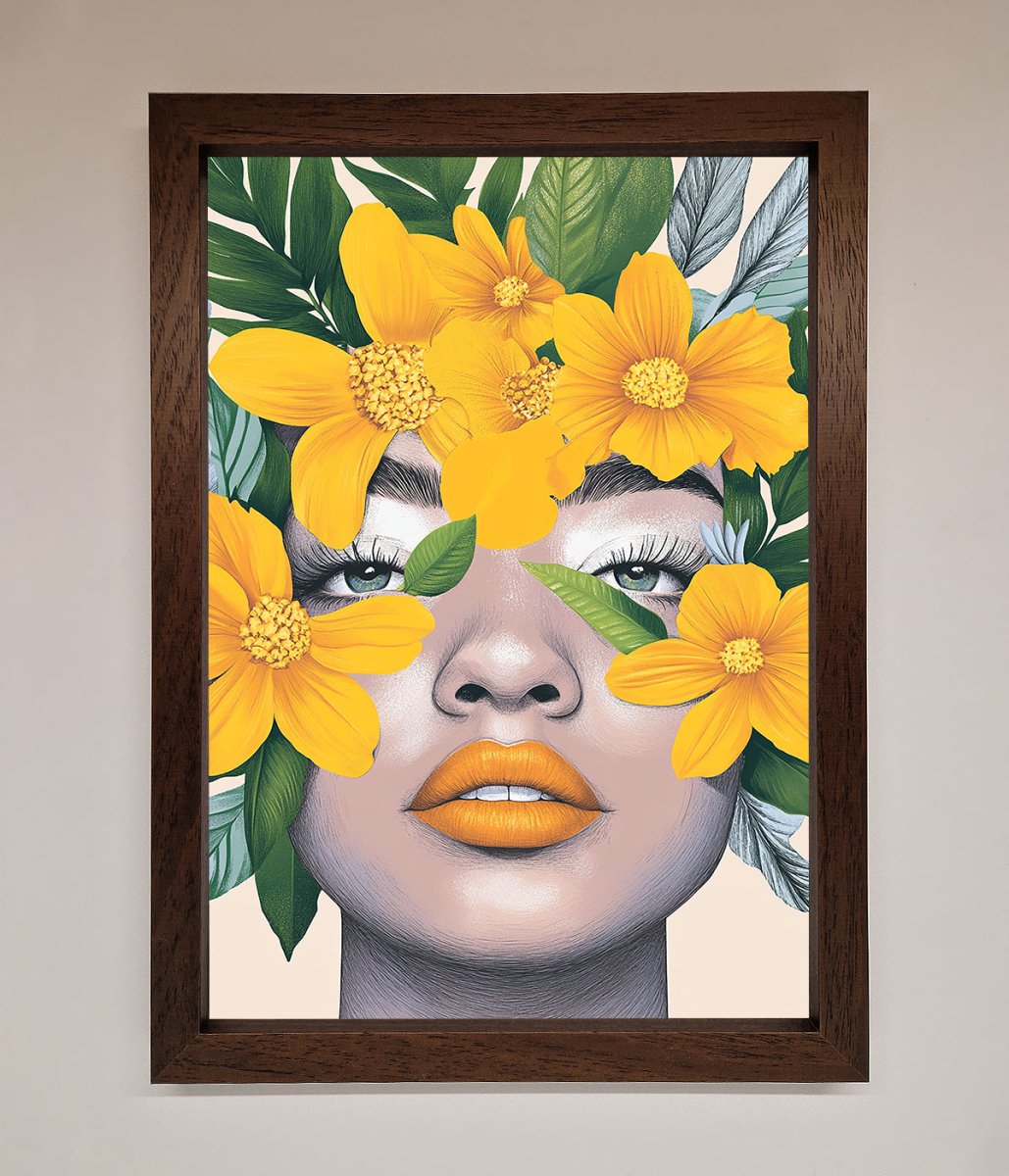 Yellow Flowers Head Framed Poster - Zestio