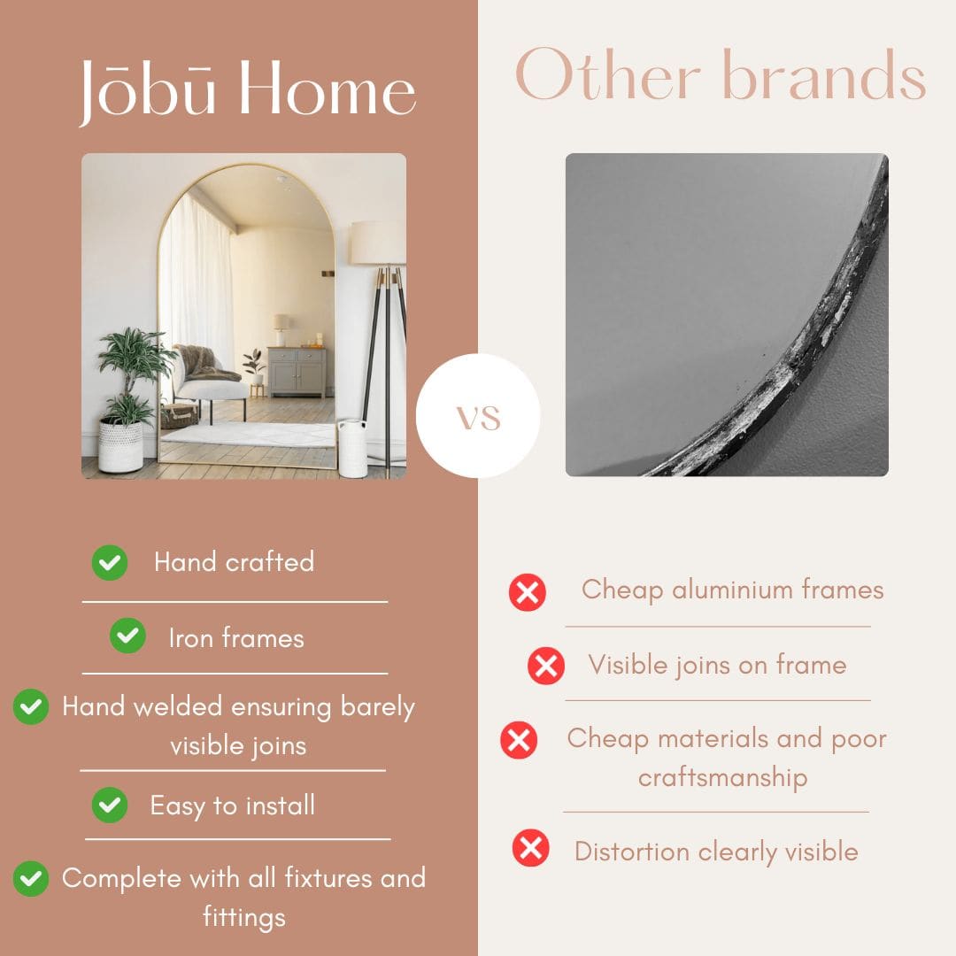 Yoko - Gold Metal Gentle Arch Mirror - 150cm x 60cm - Zestio